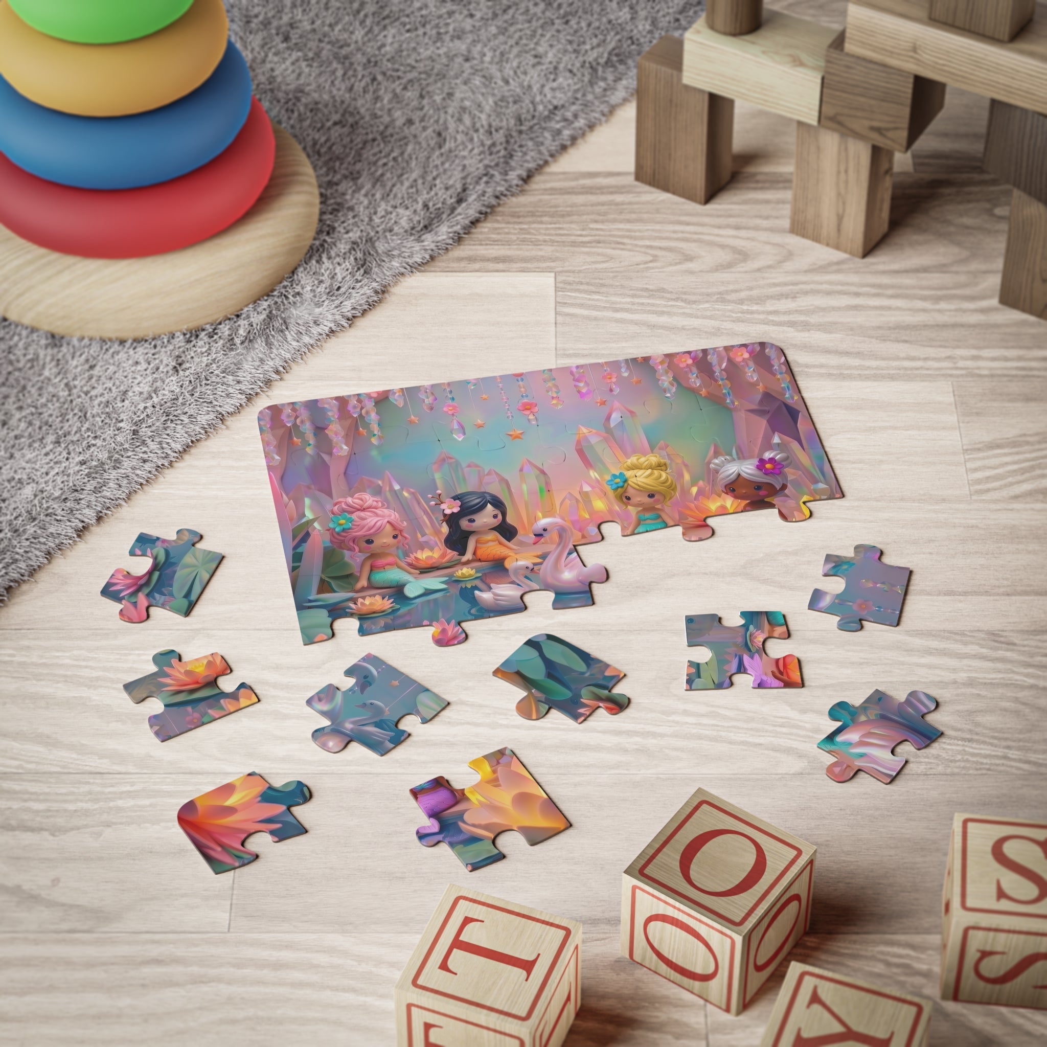 Mermaid Cove 30-Piece Kids Puzzle — Magical Swans & Mermaids