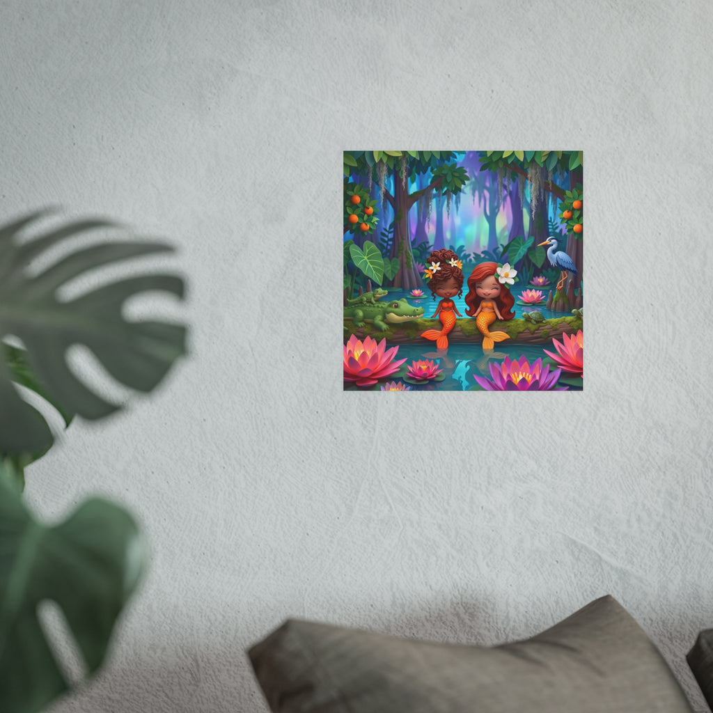 Mermaid Swamp Friends Art Print