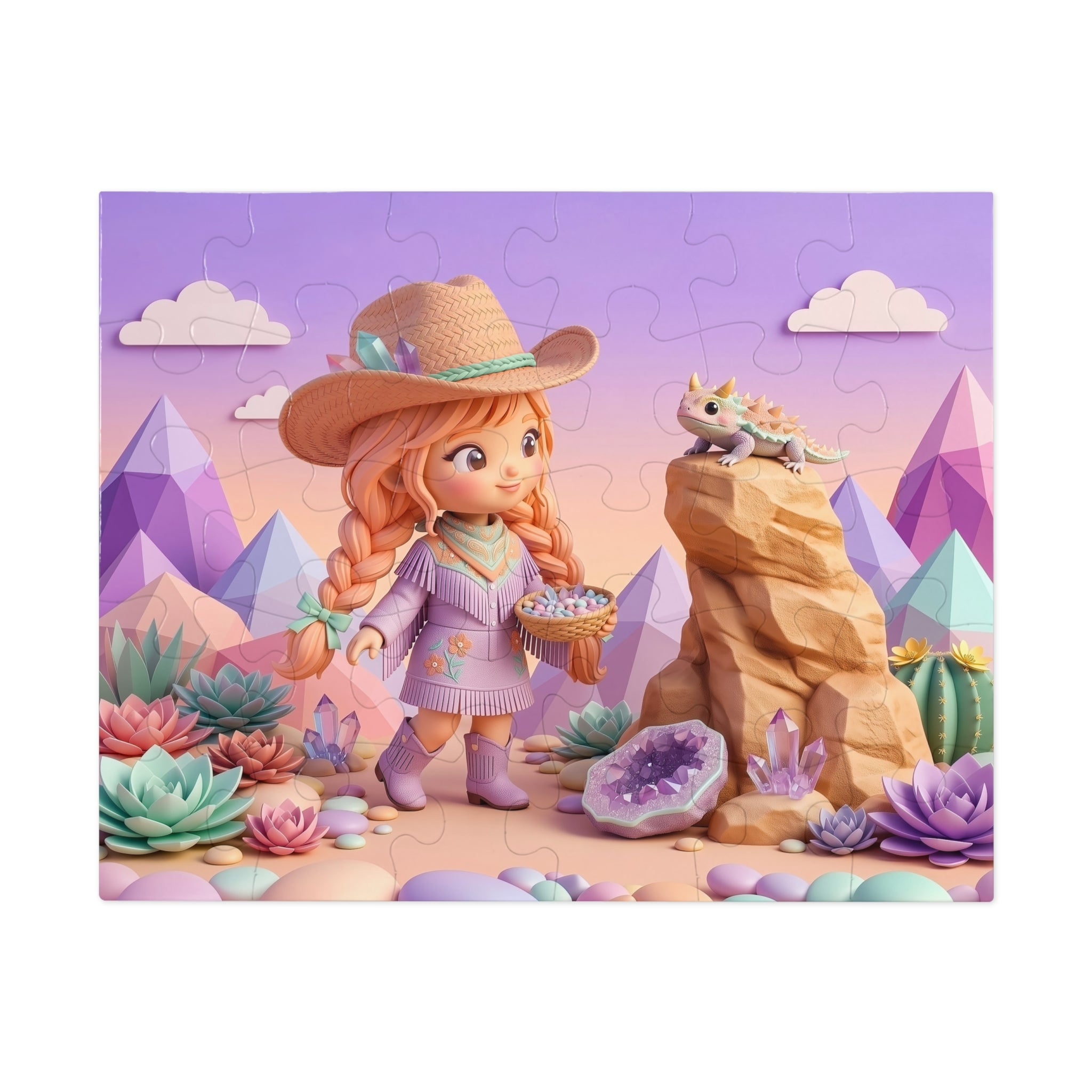 Desert Gem Girl Jigsaw Puzzle — 500 Piece Cute Cowgirl with Tin