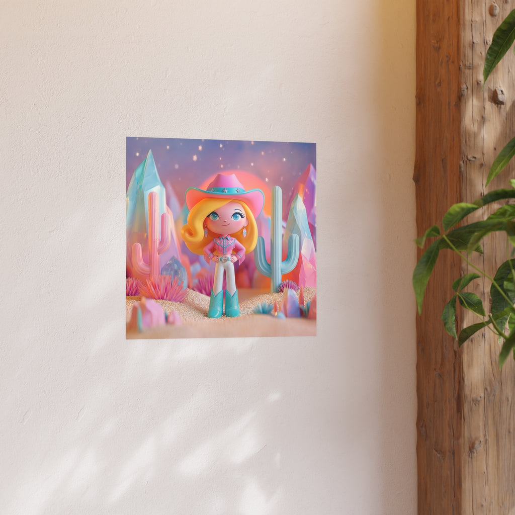 Cute Cowgirl Poster — Pastel Desert Satin/Matte Art Print