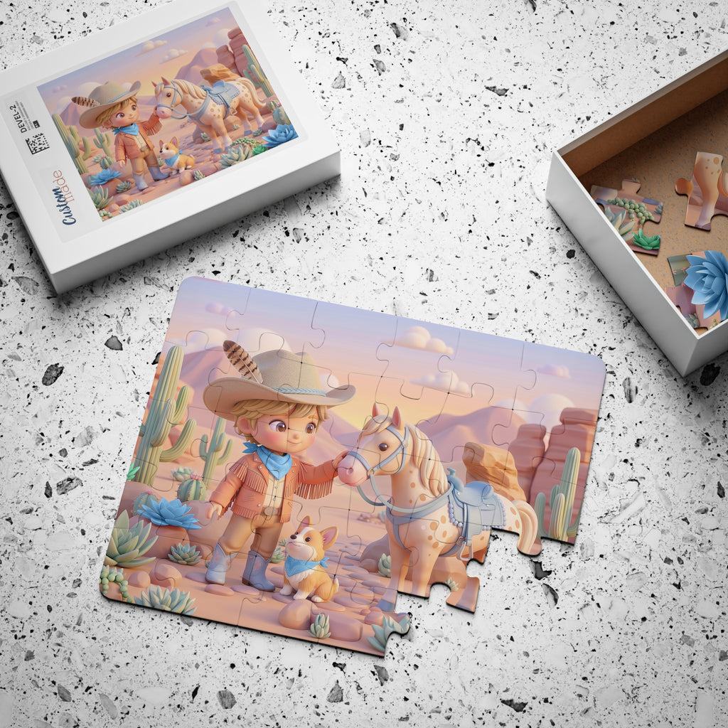 Cute Cowboy & Pony Desert Scene — 30-Piece Kids Puzzle