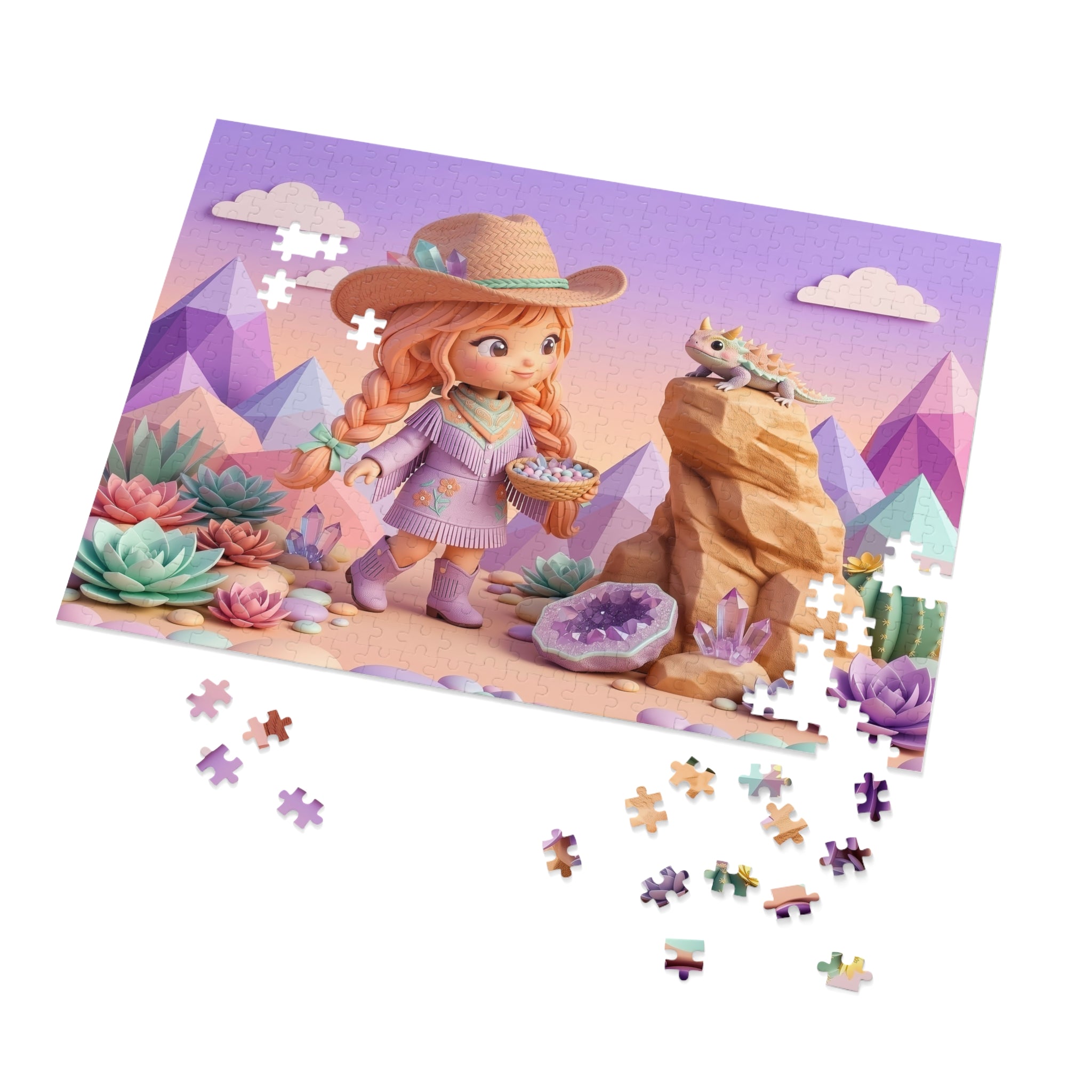 Desert Gem Girl Jigsaw Puzzle — 500 Piece Cute Cowgirl with Tin
