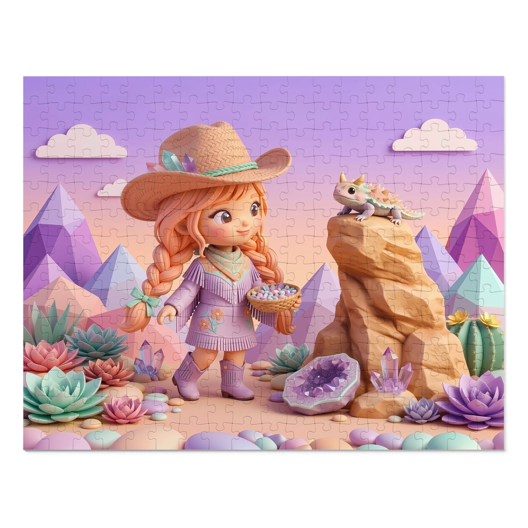 Desert Gem Girl Jigsaw Puzzle — 500 Piece Cute Cowgirl with Tin