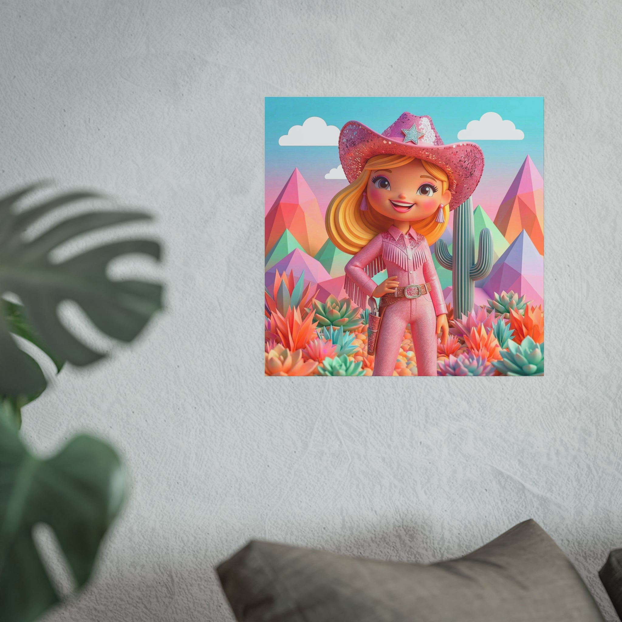 Cowgirl Art Print Poster — Cute Pastel Western Wall Decor