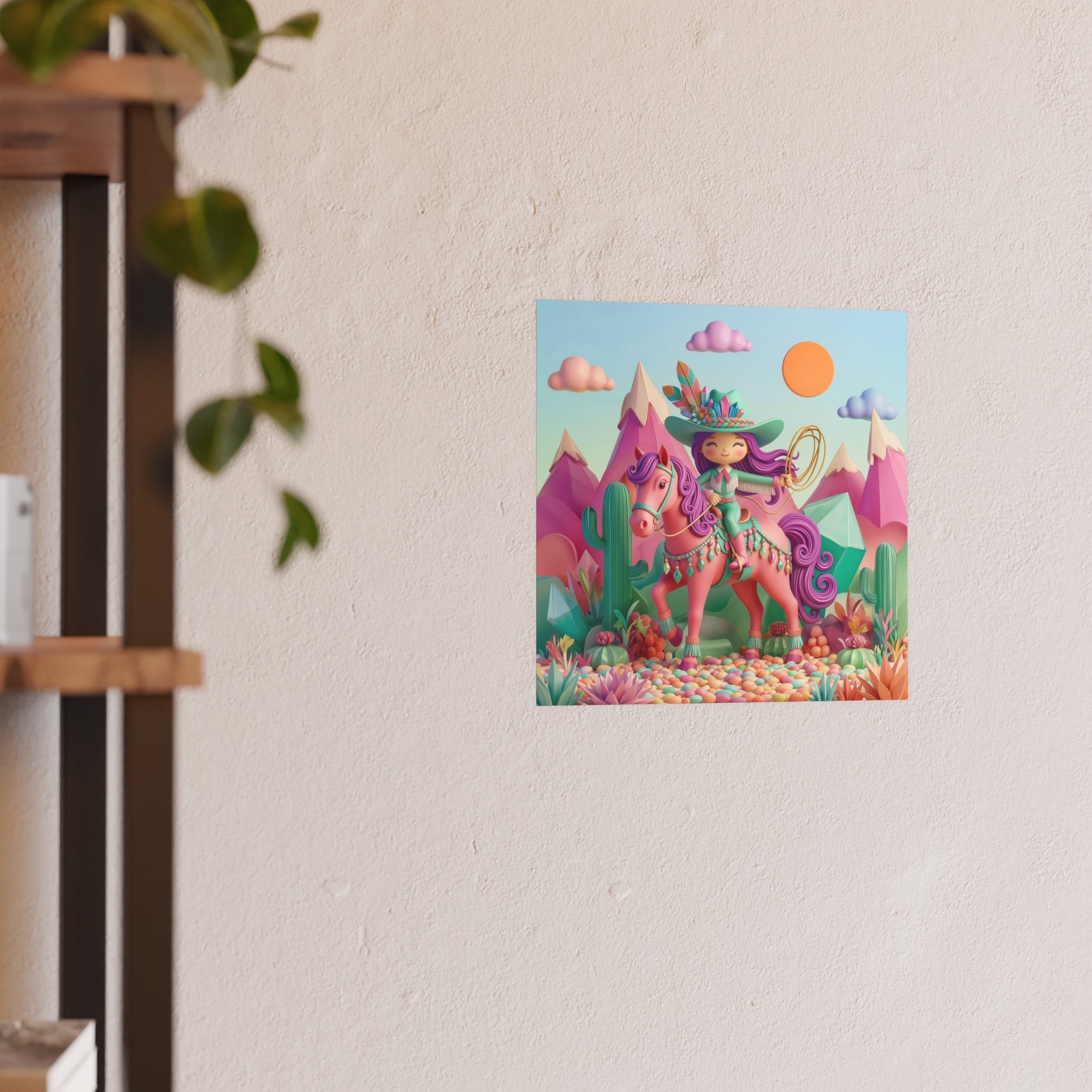 Whimsical Cowgirl Pony Poster — Colorful Pastel Wall Art