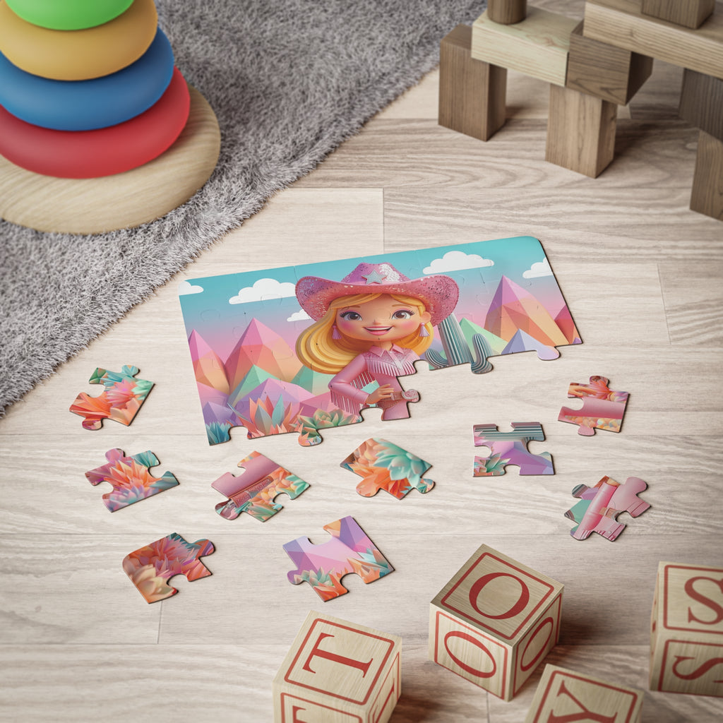 Cute Pink Cowgirl in Colorful Desert — Kids 30-Piece Puzzle