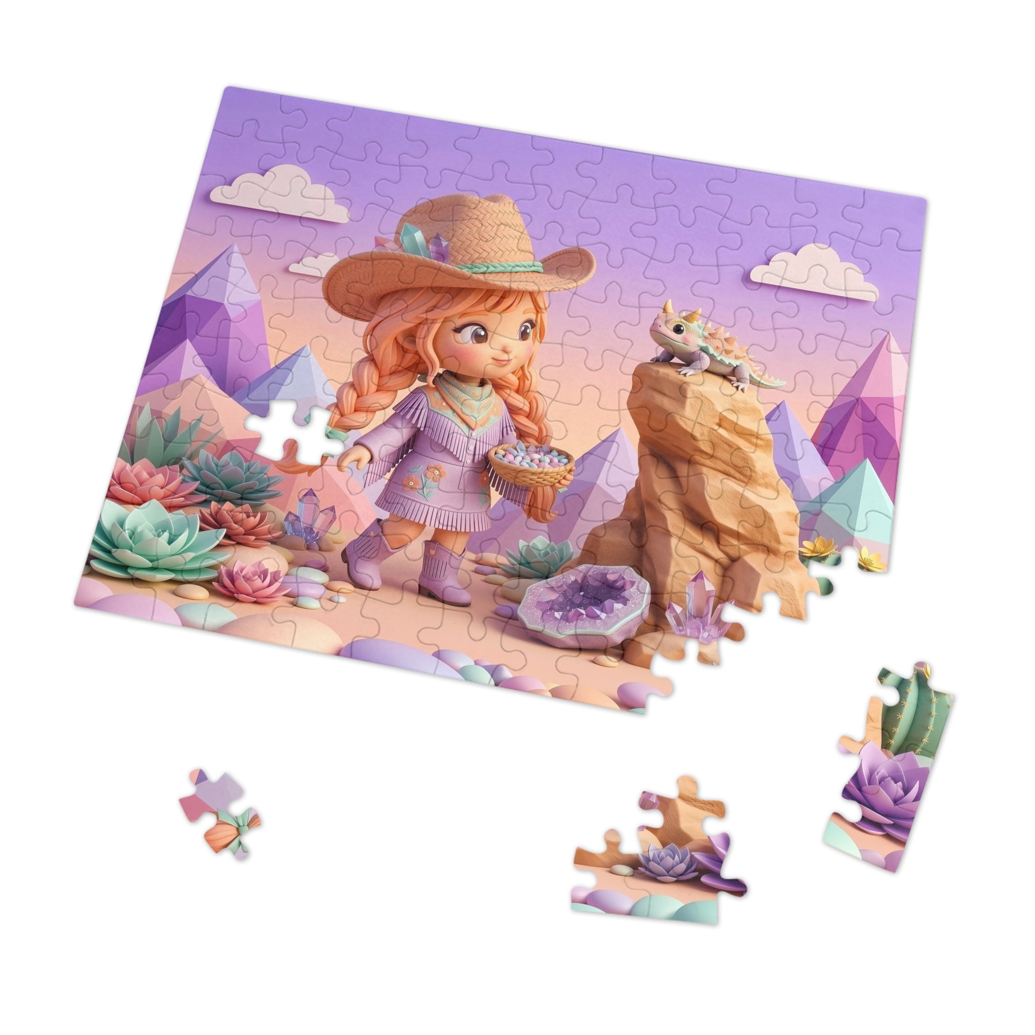 Desert Gem Girl Jigsaw Puzzle — 500 Piece Cute Cowgirl with Tin