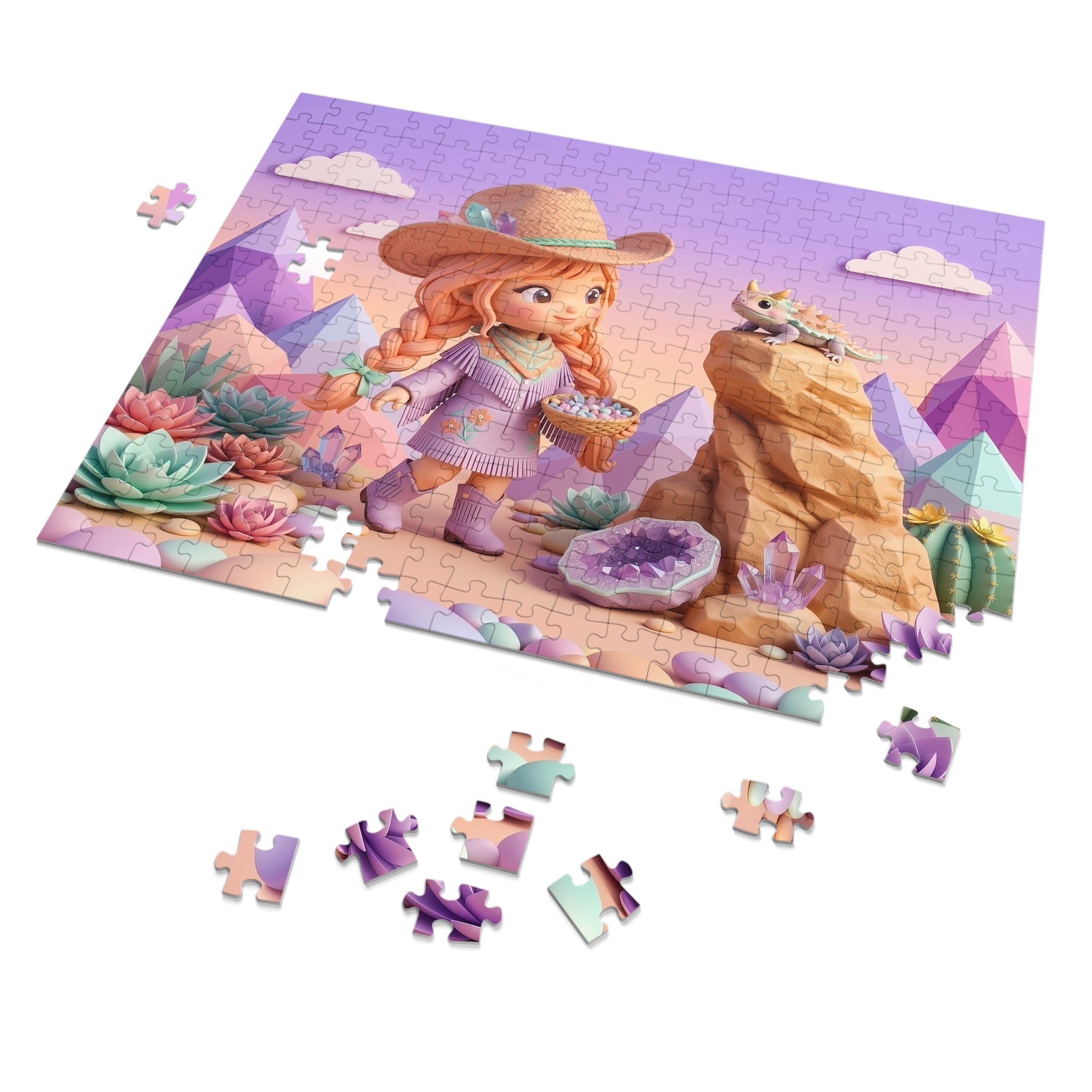 Desert Gem Girl Jigsaw Puzzle — 500 Piece Cute Cowgirl with Tin