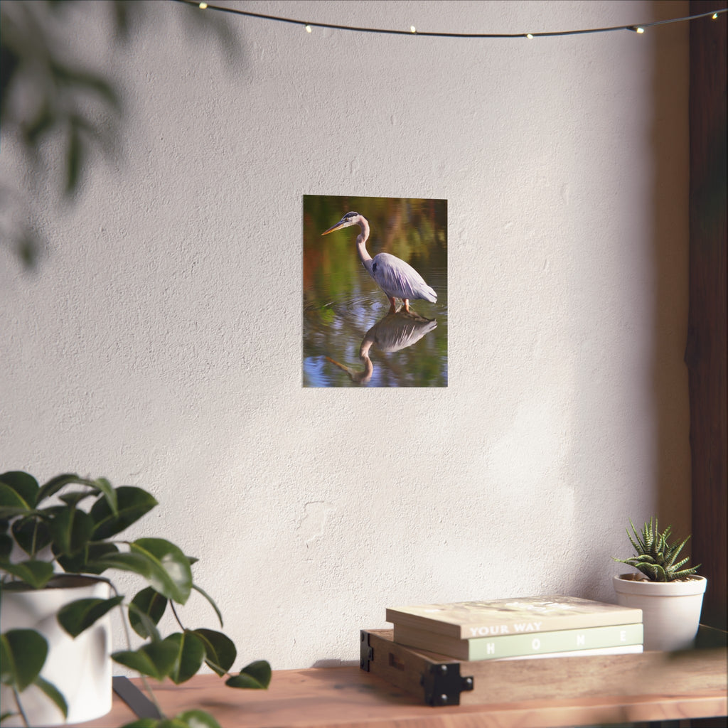 Heron Reflection Fine Art Print