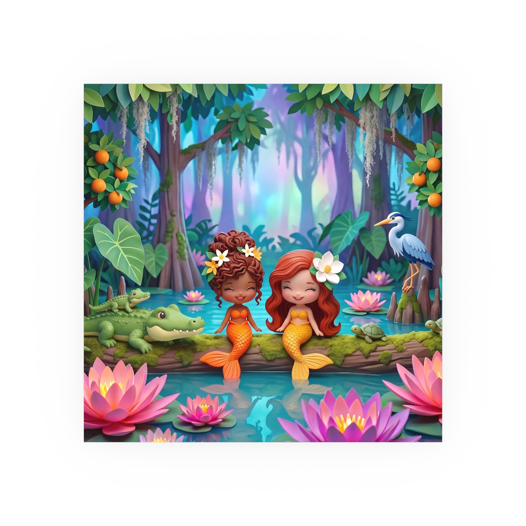 Mermaid Swamp Friends Art Print