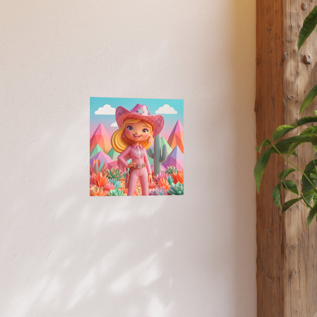 Cowgirl Art Print Poster — Cute Pastel Western Wall Decor