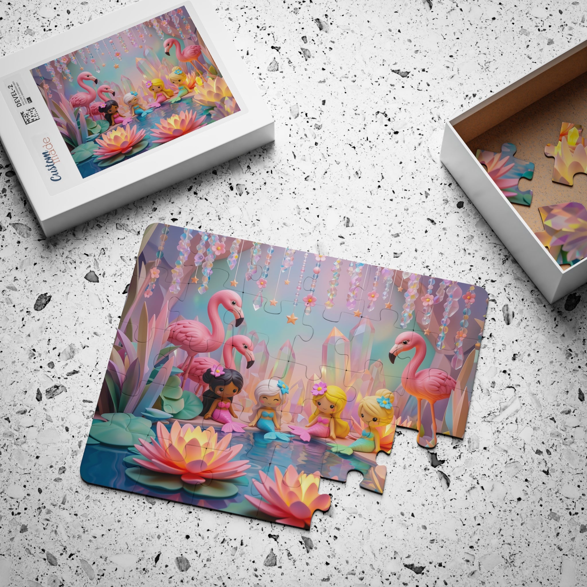 Mermaid Cove Kids Puzzle — 30-Piece Mermaid & Flamingo Jigsaw