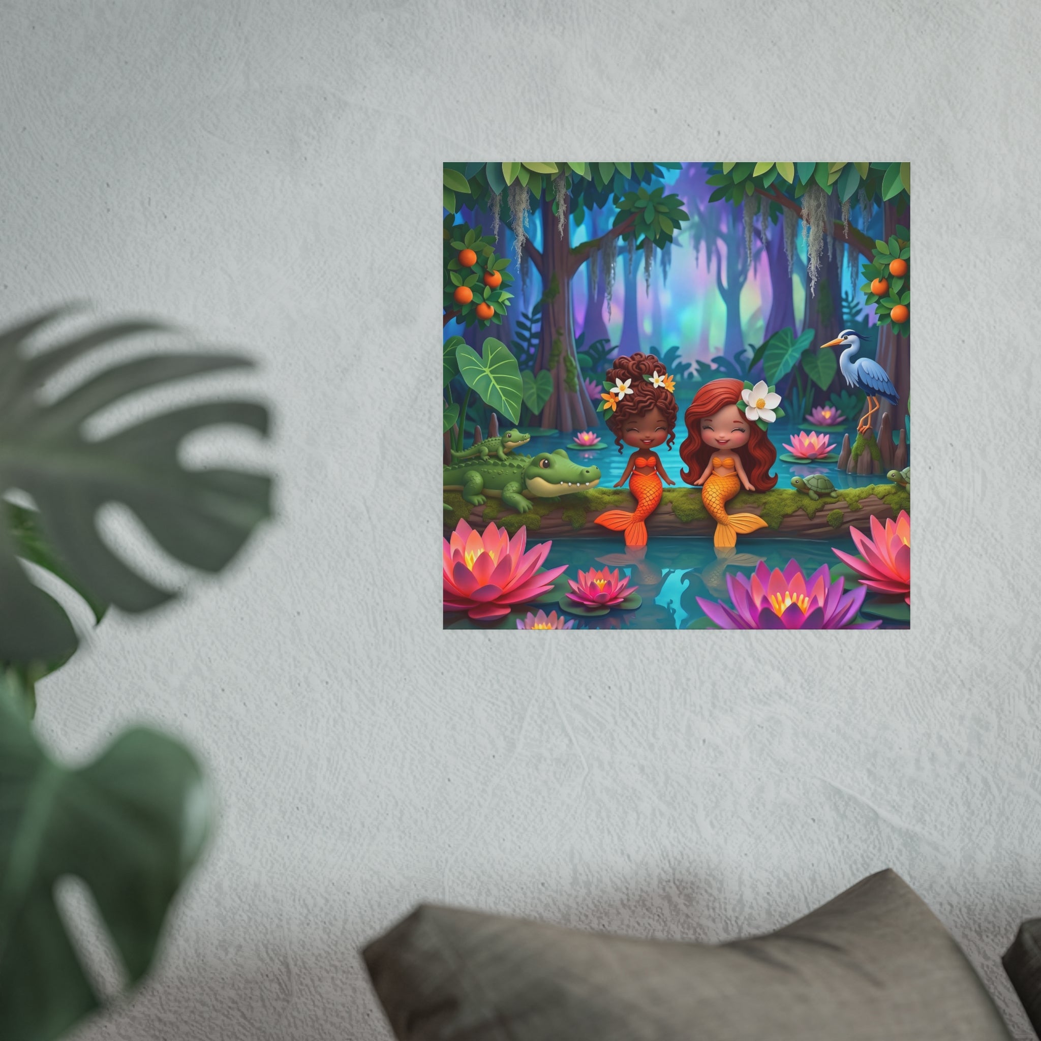 Mermaid Swamp Friends Art Print