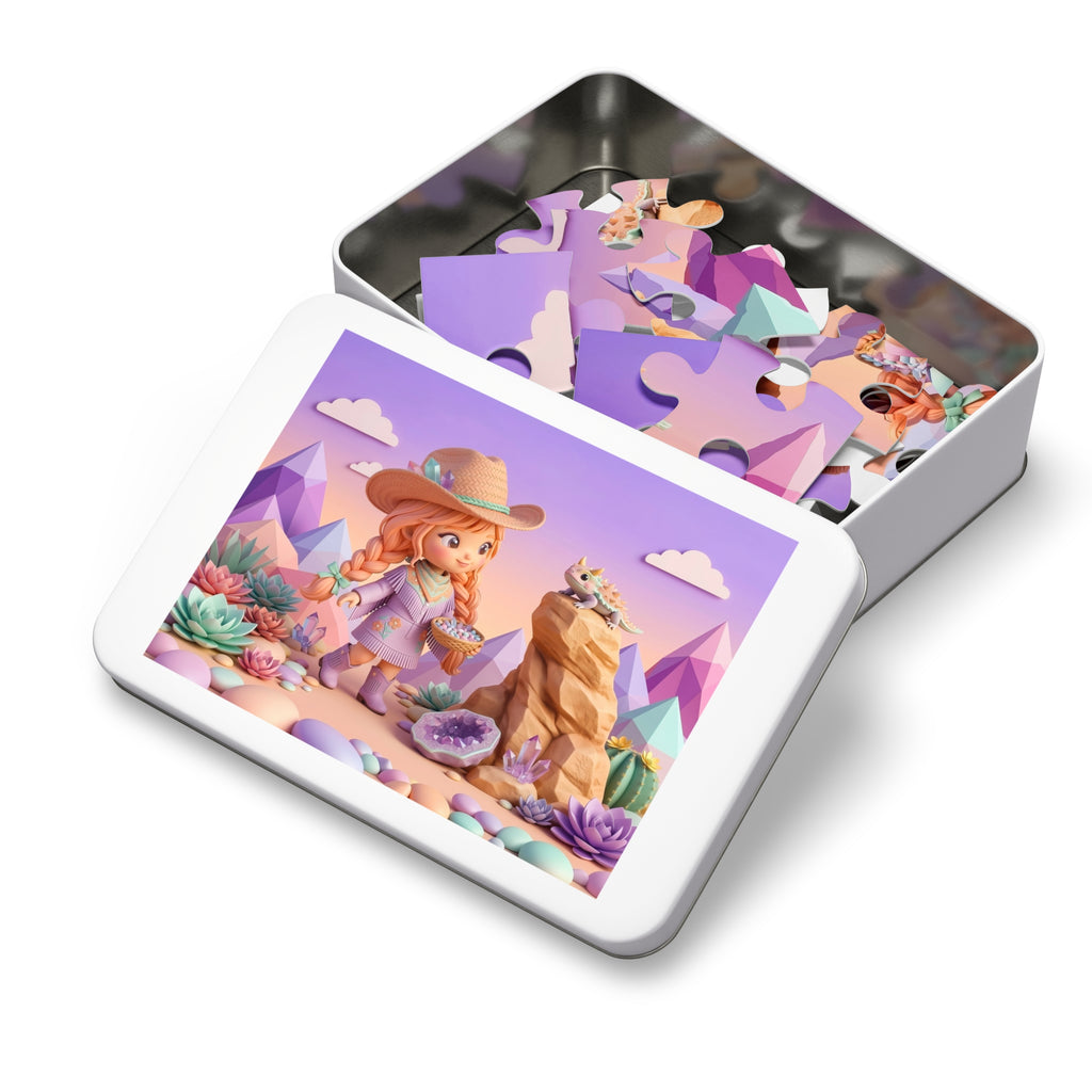 Desert Gem Girl Jigsaw Puzzle — 500 Piece Cute Cowgirl with Tin