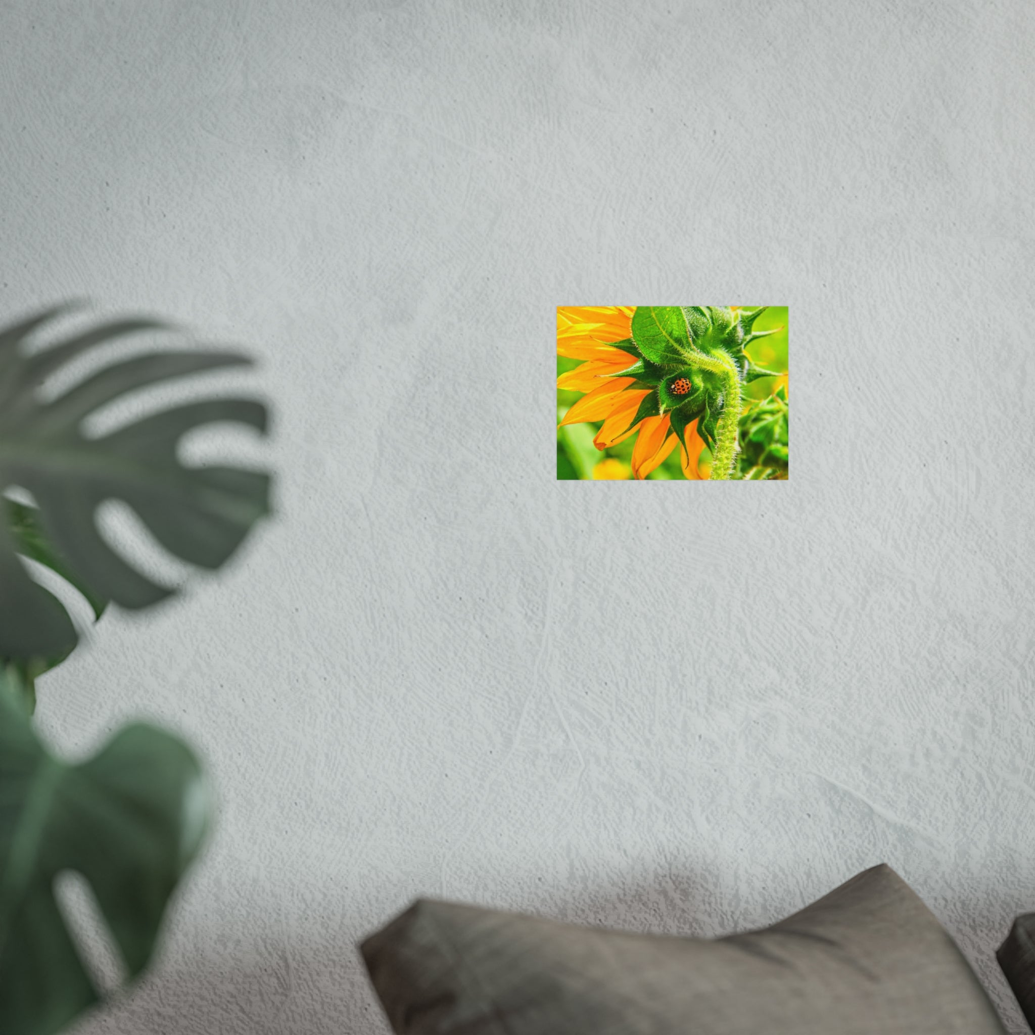 Sunflower & Ladybug Fine Art Poster — Bright Botanical Wall Art