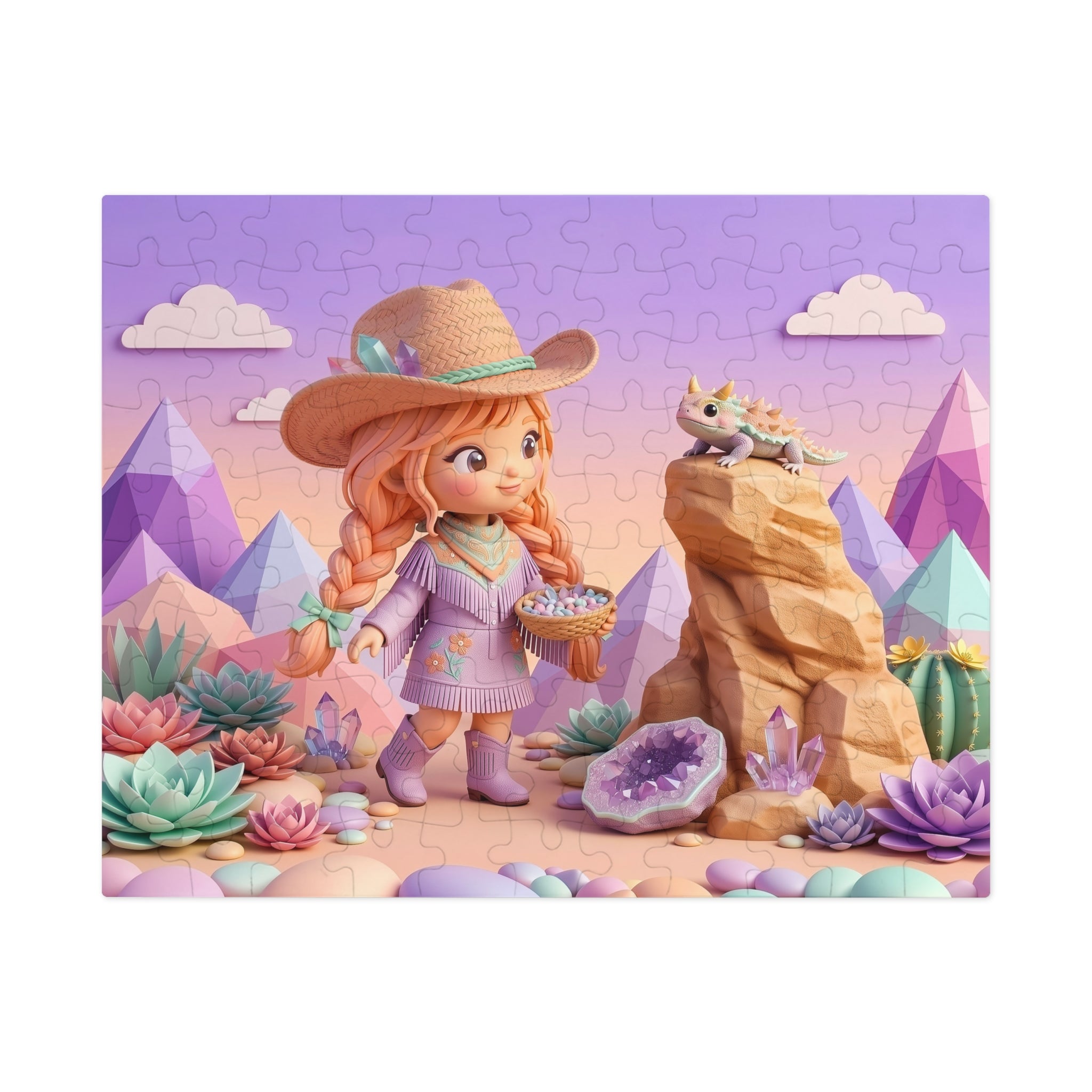 Desert Gem Girl Jigsaw Puzzle — 500 Piece Cute Cowgirl with Tin