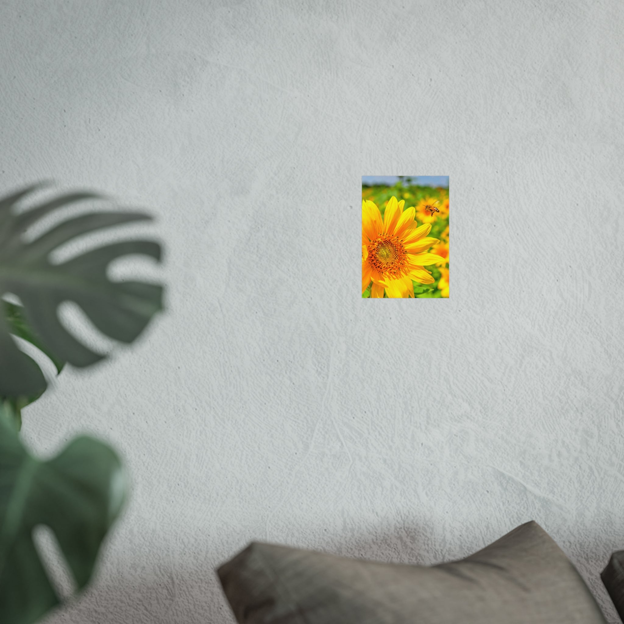 Sunflower & Bee Fine Art Poster — Bright Botanical Wall Art