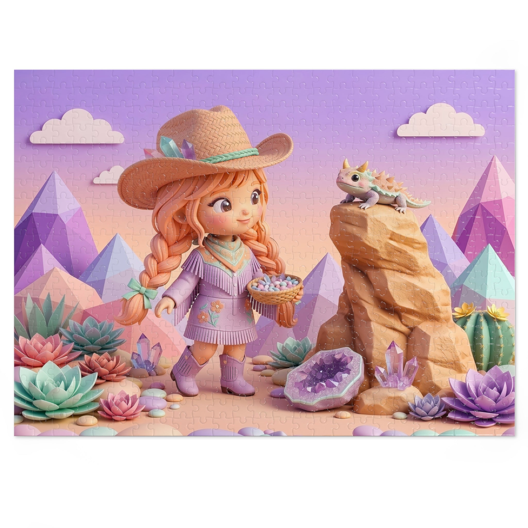 Desert Gem Girl Jigsaw Puzzle — 500 Piece Cute Cowgirl with Tin