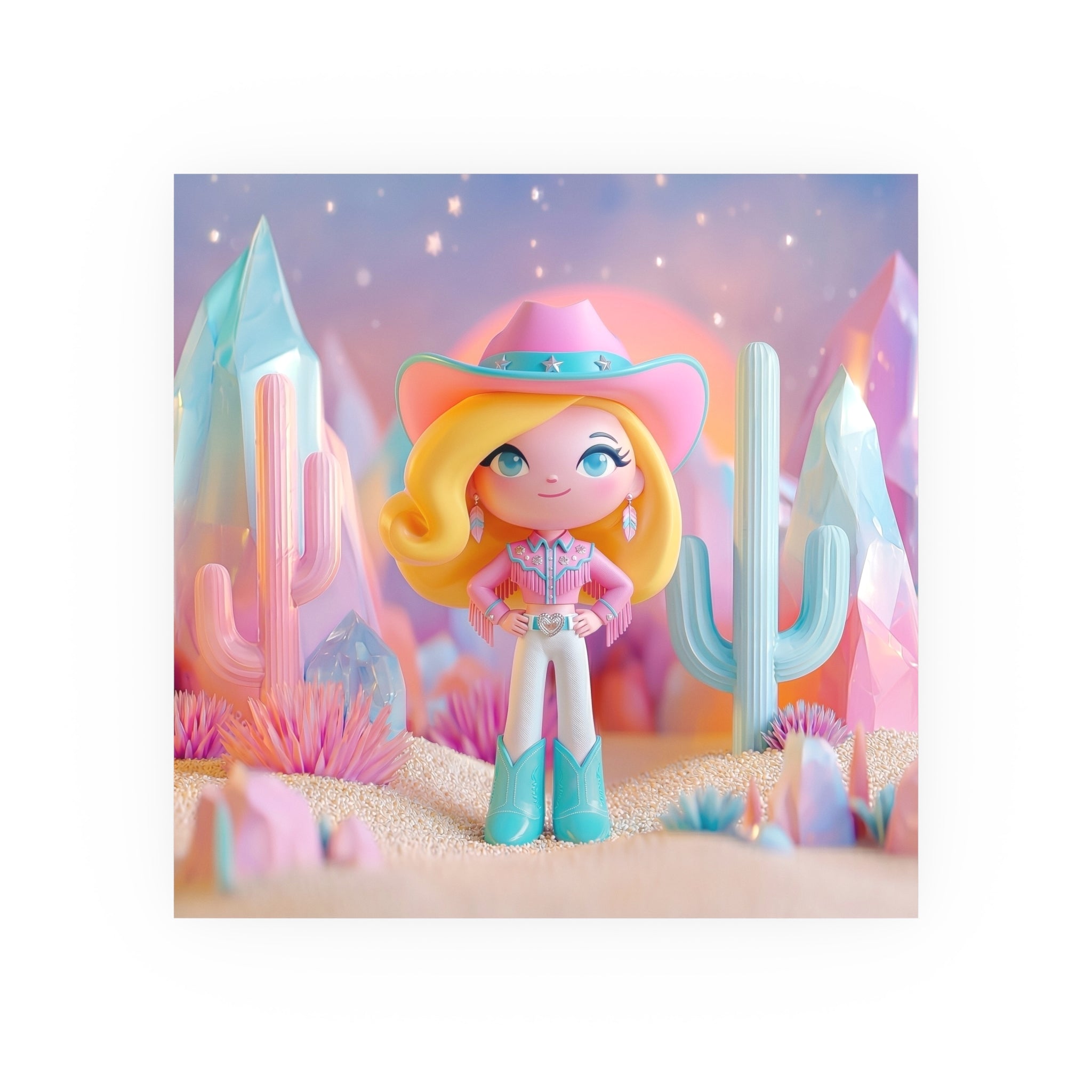 Cute Cowgirl Poster — Pastel Desert Satin/Matte Art Print