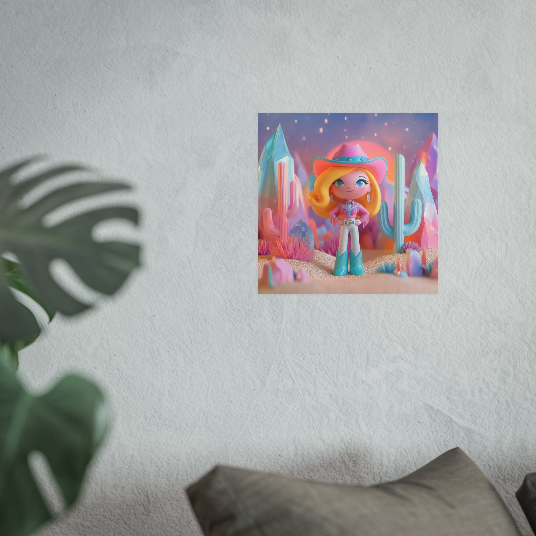 Cute Cowgirl Poster — Pastel Desert Satin/Matte Art Print
