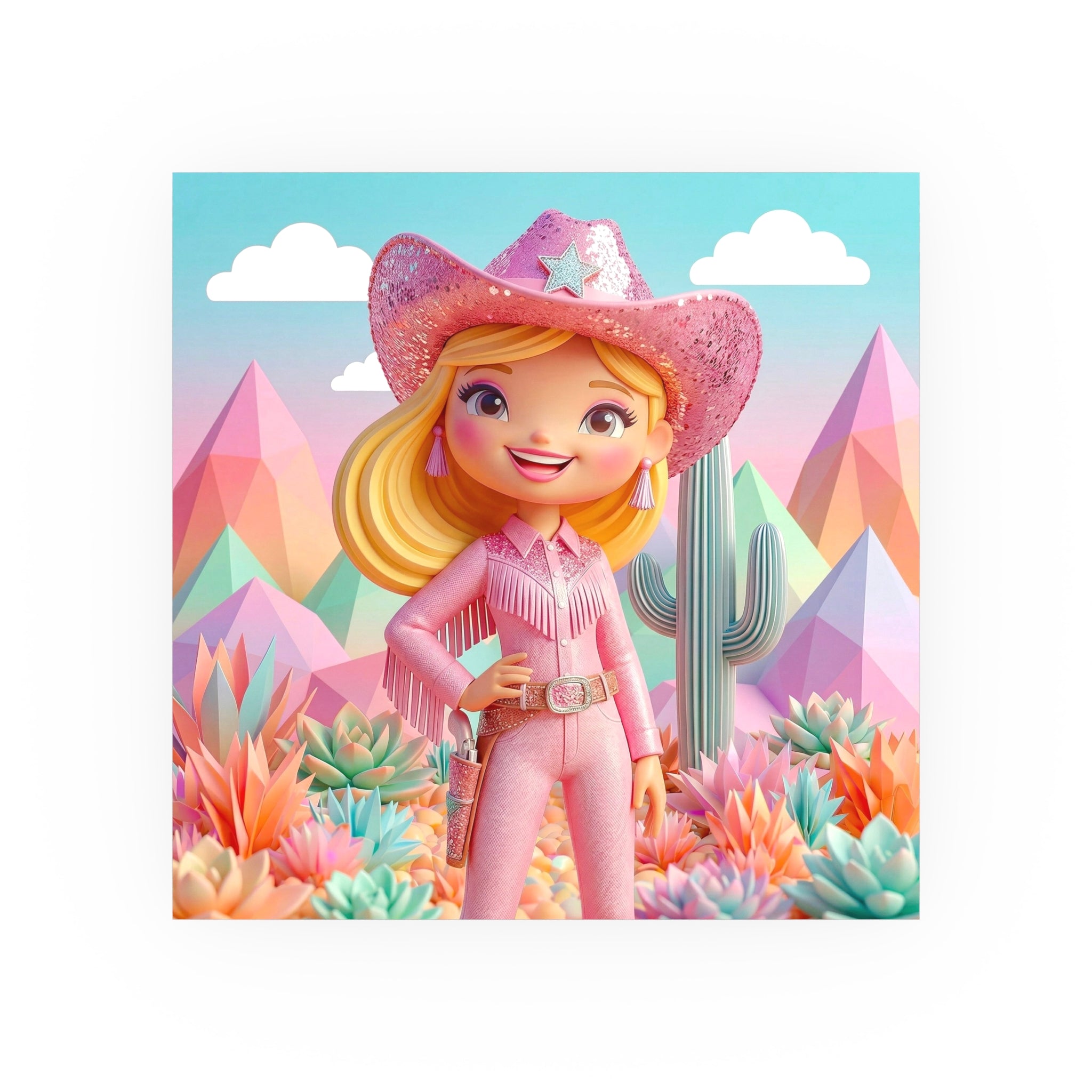 Cowgirl Art Print Poster — Cute Pastel Western Wall Decor
