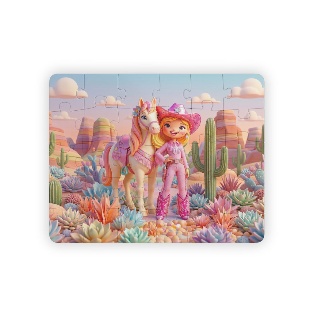 Pink Cowgirl Desert Scene — Kids 30‑Piece Puzzle