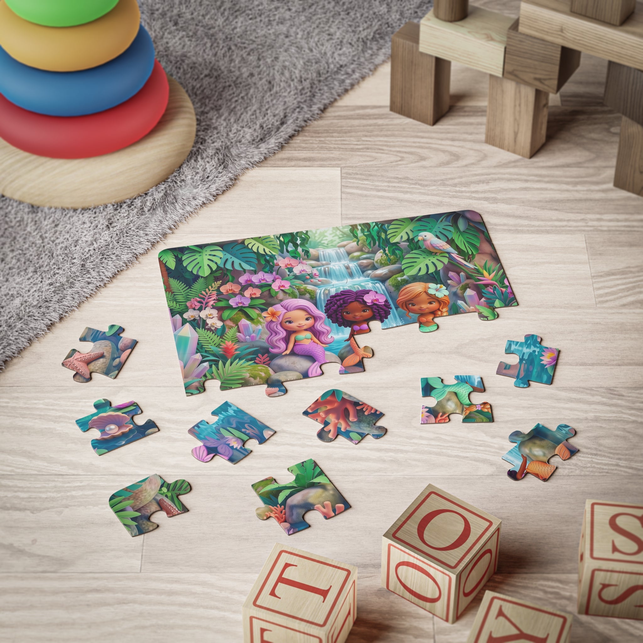 Colorful Tropical Mermaid Friends — 30-Piece Kids Puzzle