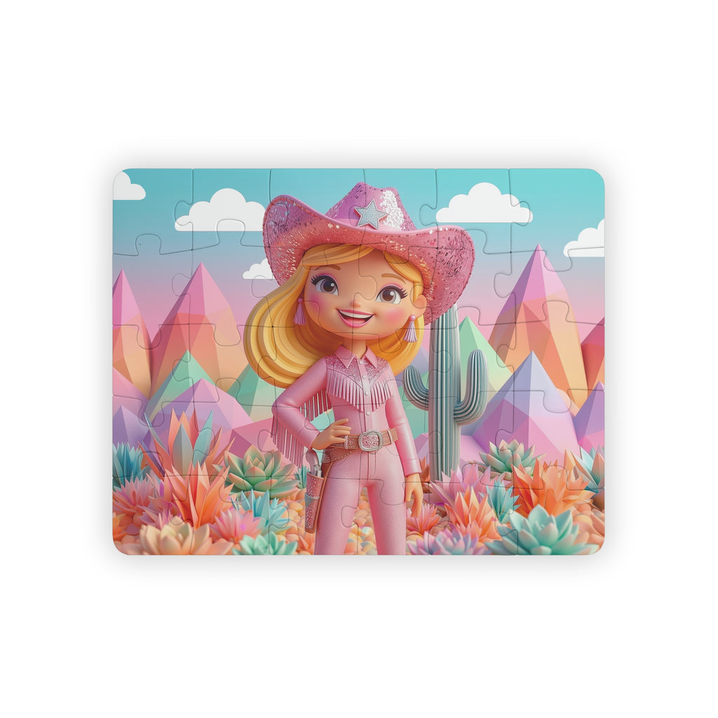 Cute Pink Cowgirl in Colorful Desert — Kids 30-Piece Puzzle
