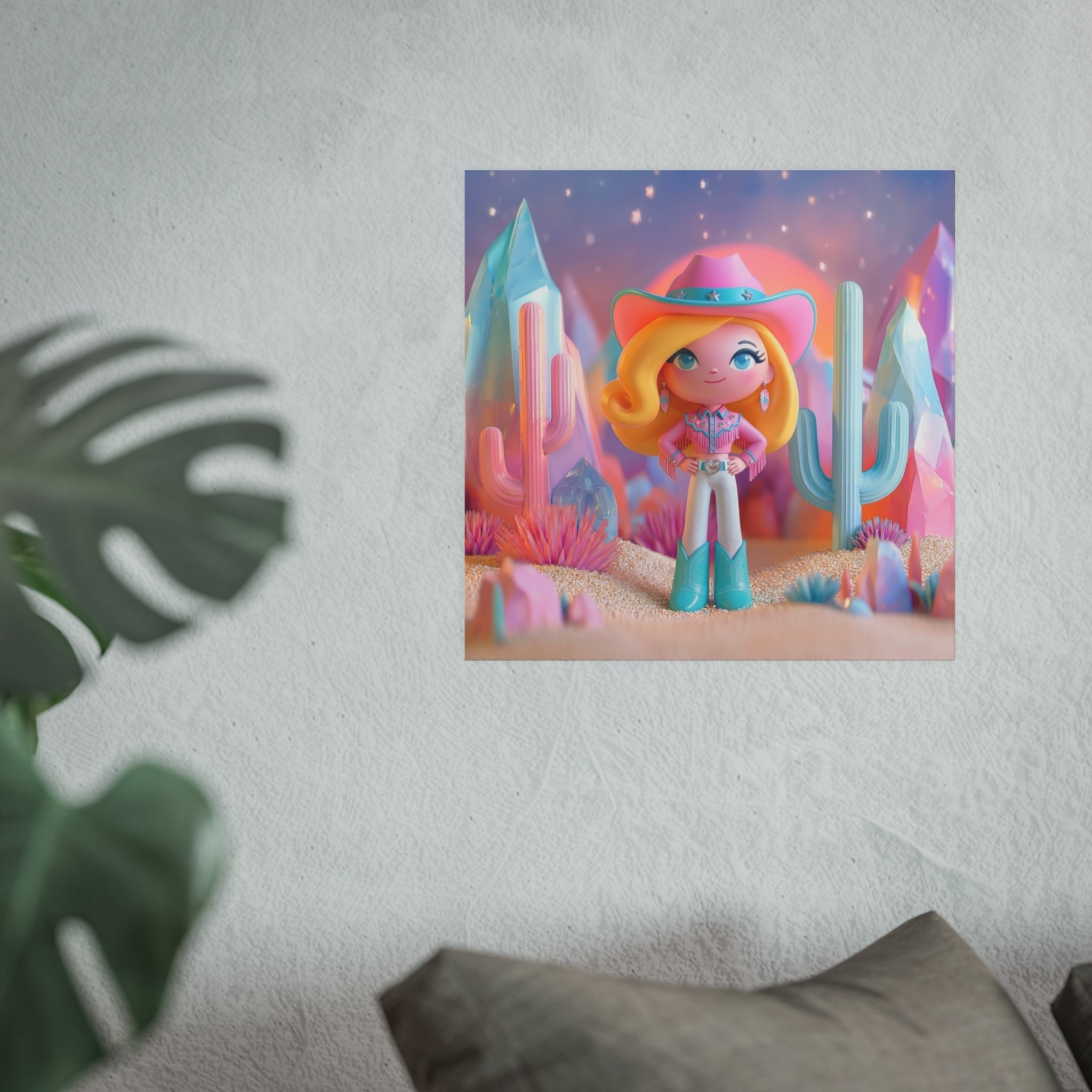 Cute Cowgirl Poster — Pastel Desert Satin/Matte Art Print