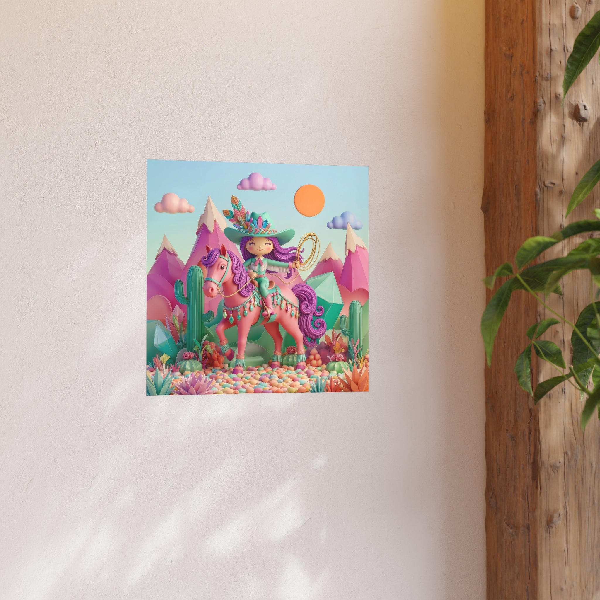 Whimsical Cowgirl Pony Poster — Colorful Pastel Wall Art