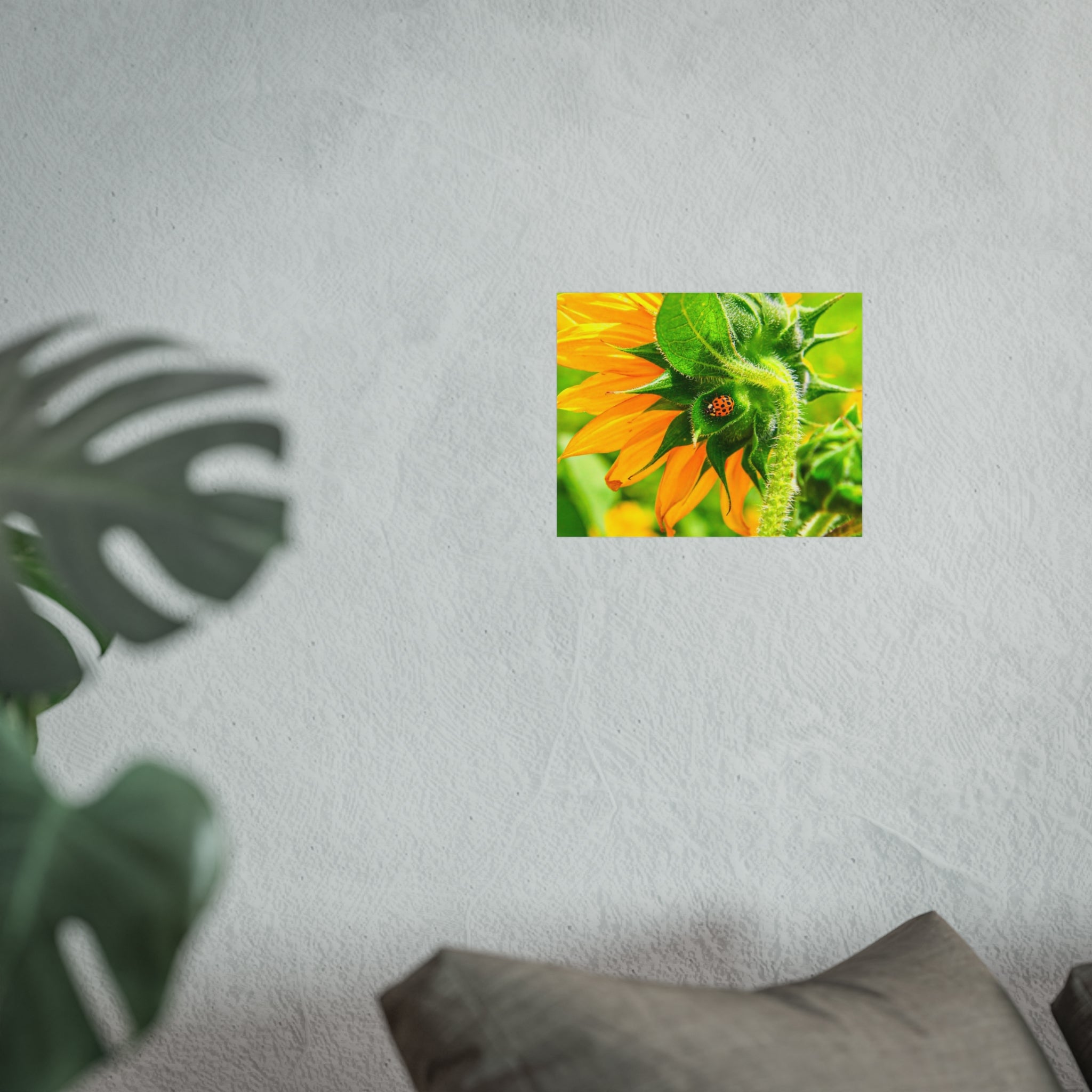 Sunflower & Ladybug Fine Art Poster — Bright Botanical Wall Art