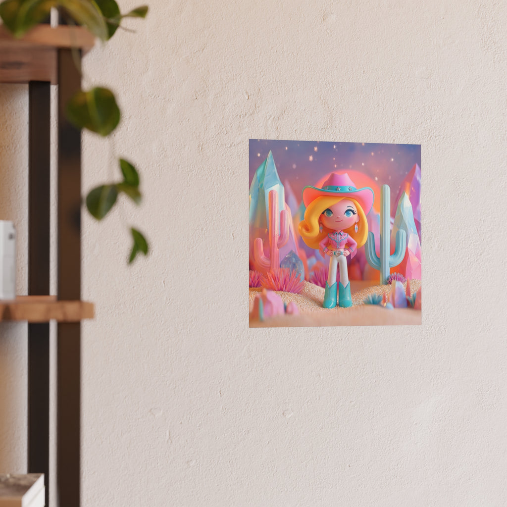 Cute Cowgirl Poster — Pastel Desert Satin/Matte Art Print