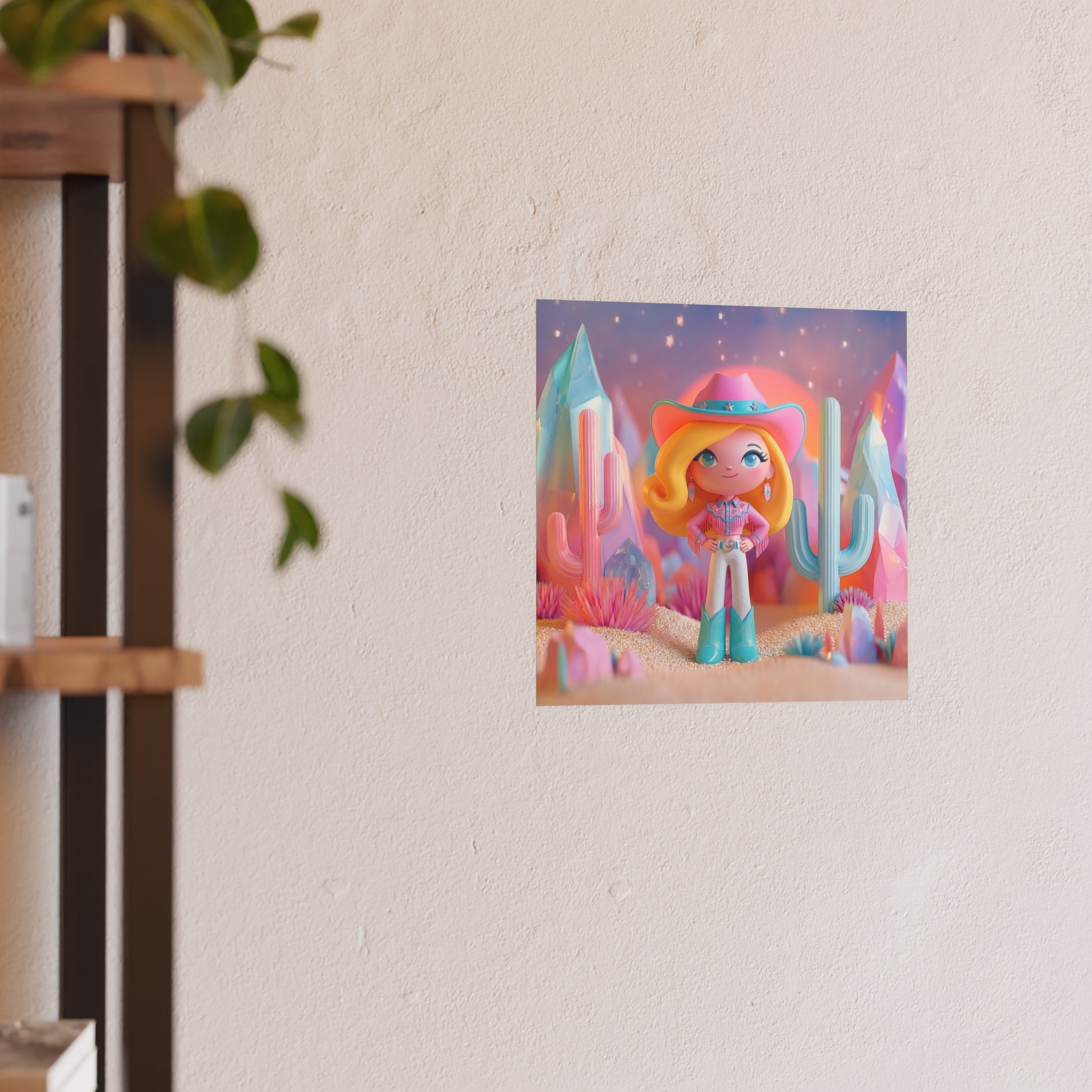 Cute Cowgirl Poster — Pastel Desert Satin/Matte Art Print