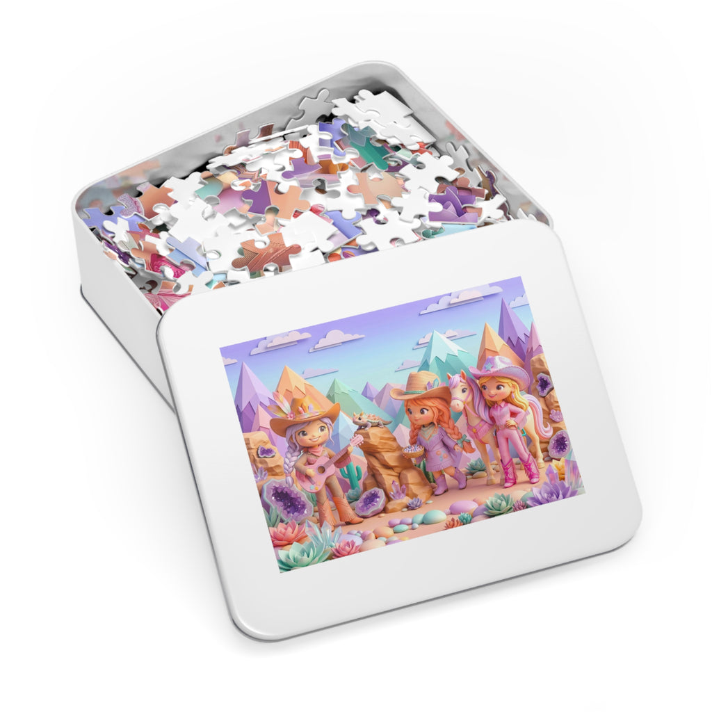 Cowgirl Jigsaw Puzzle with Tin – Pastel Adventure Puzzle