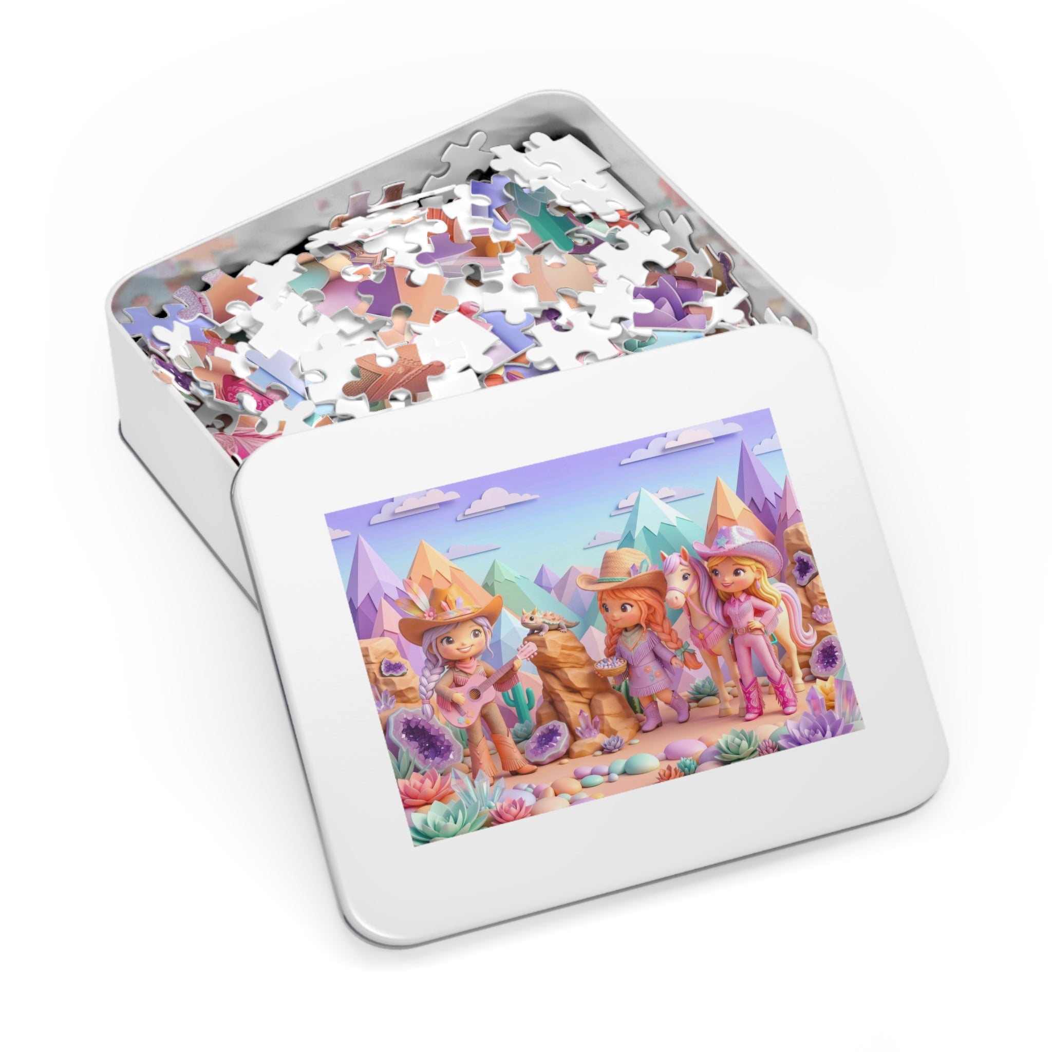 Cowgirl Jigsaw Puzzle with Tin – Pastel Adventure Puzzle