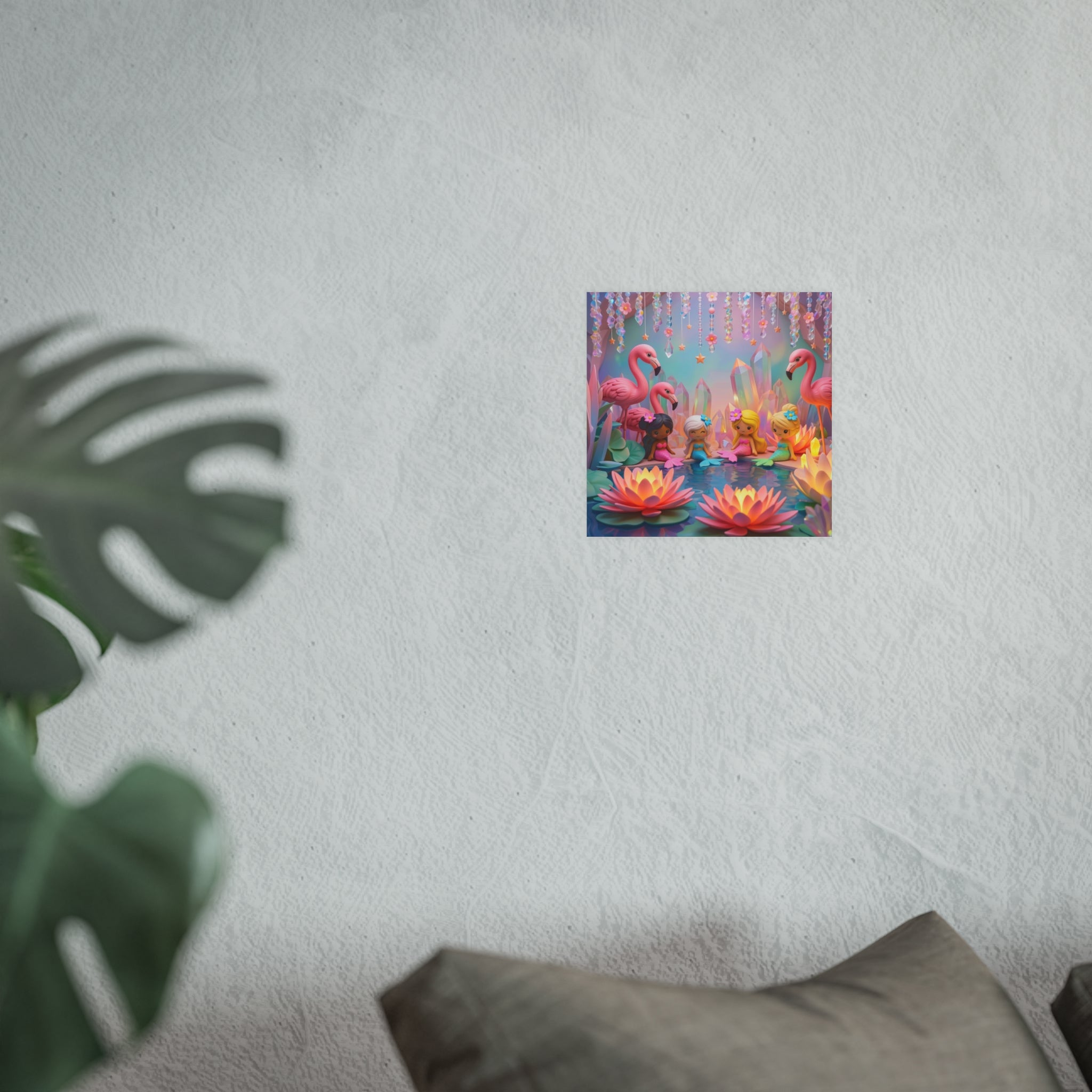 Mermaid Cove Poster — Whimsical Flamingos & Lotus Wall Art