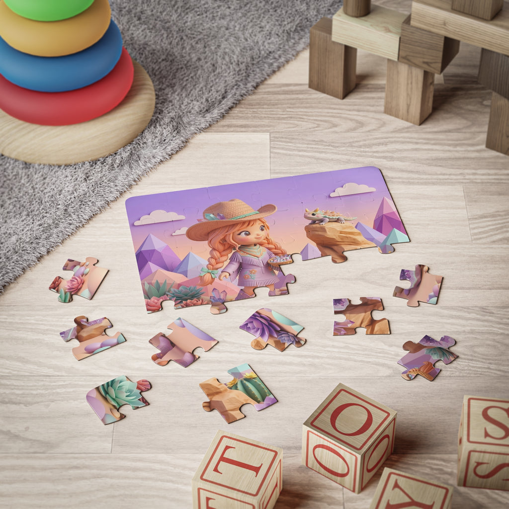 Desert Dreamer 30-Piece Kids Puzzle — Cute Cowgirl & Crystal Friends
