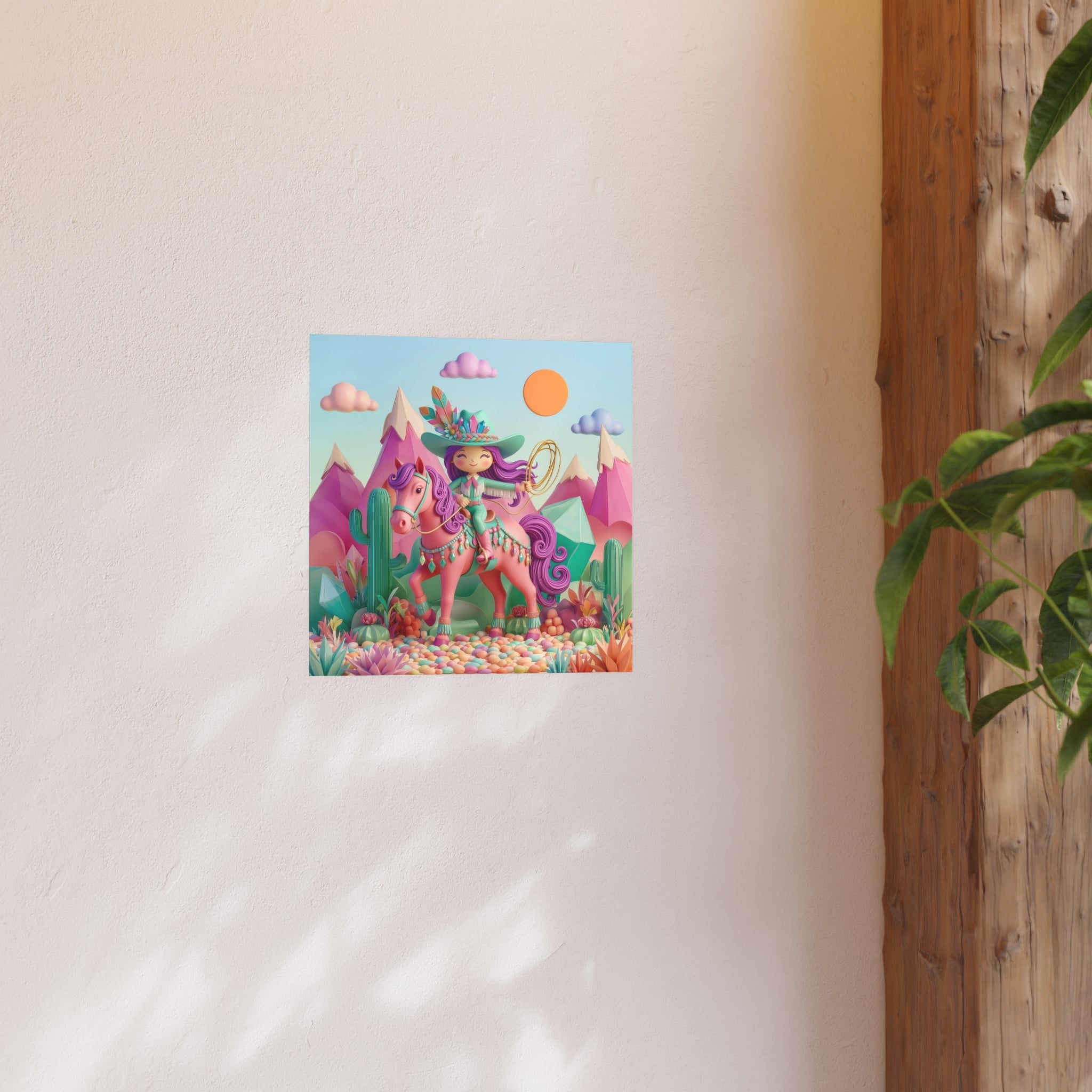 Whimsical Cowgirl Pony Poster — Colorful Pastel Wall Art