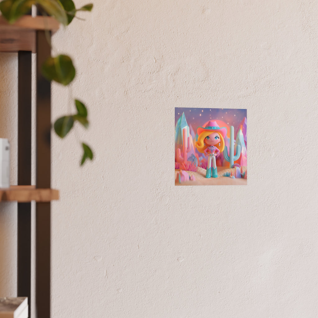 Cute Cowgirl Poster — Pastel Desert Satin/Matte Art Print