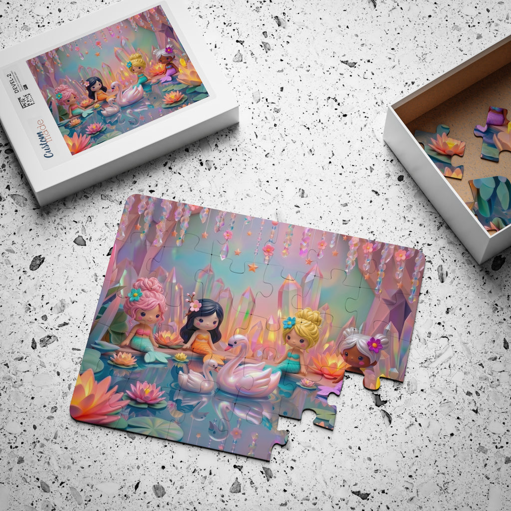 Mermaid Cove 30-Piece Kids Puzzle — Magical Swans & Mermaids