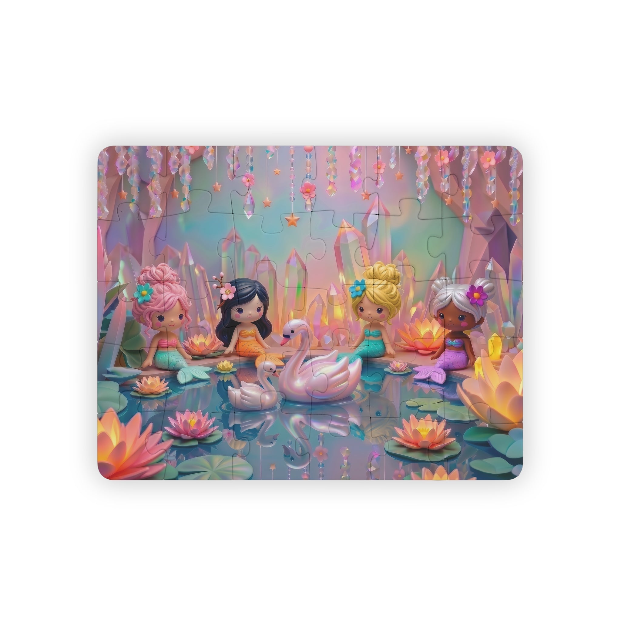 Mermaid Cove 30-Piece Kids Puzzle — Magical Swans & Mermaids
