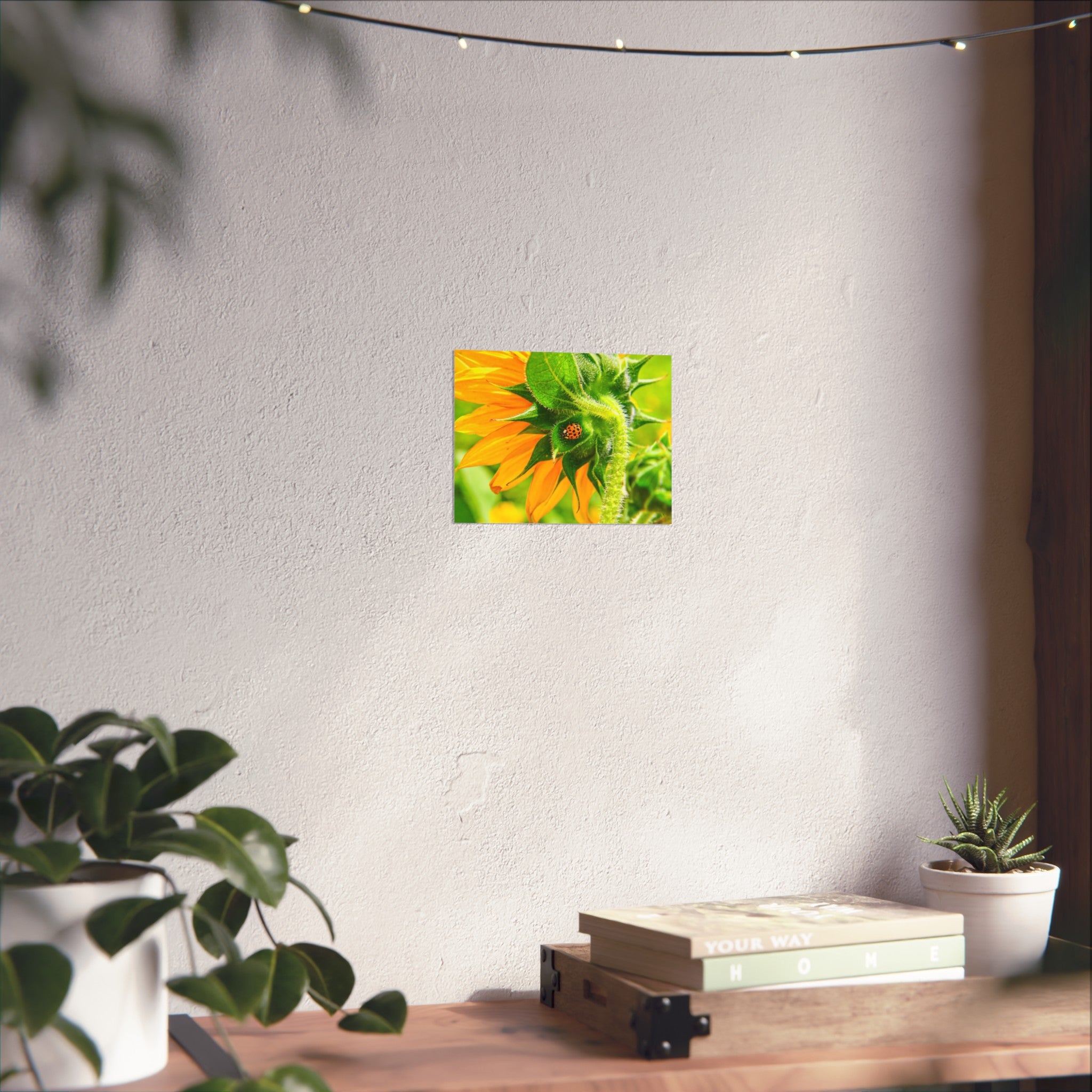 Sunflower & Ladybug Fine Art Poster — Bright Botanical Wall Art