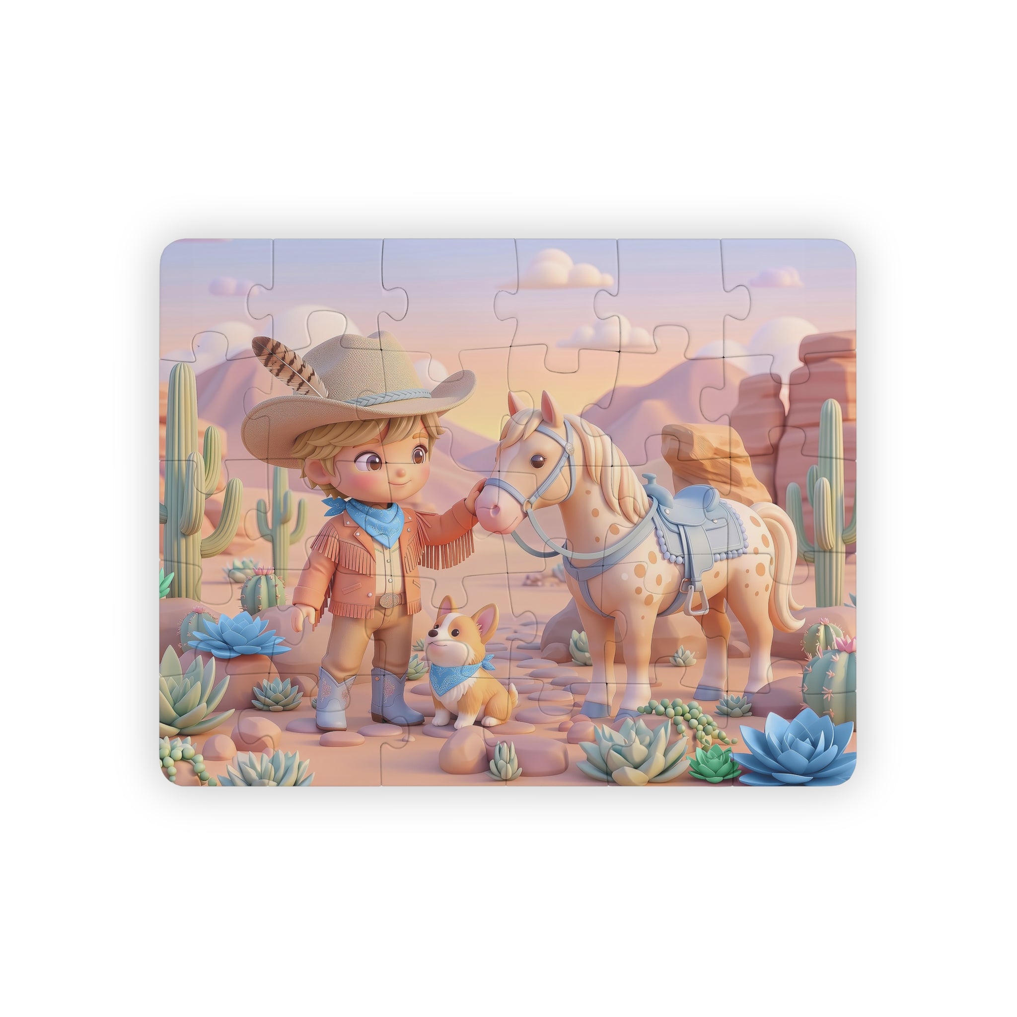Cute Cowboy & Pony Desert Scene — 30-Piece Kids Puzzle
