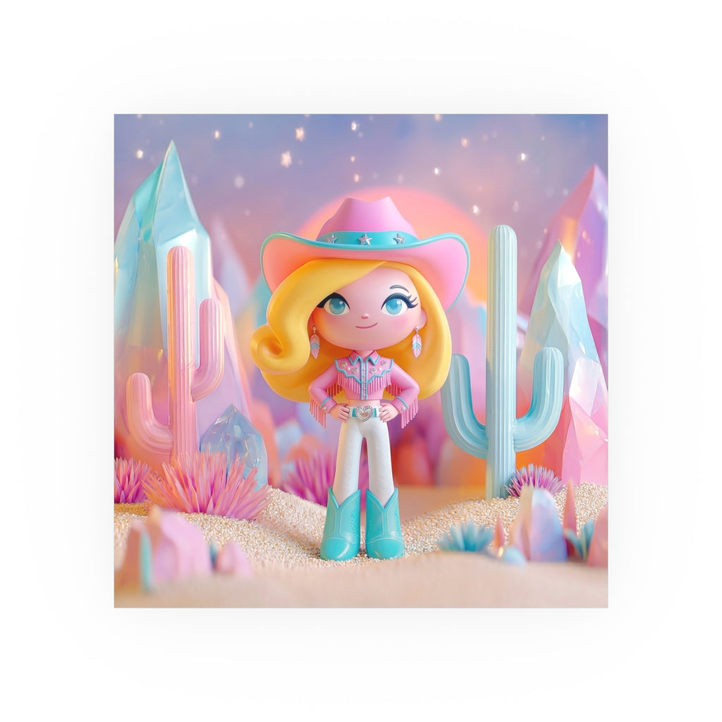 Cute Cowgirl Poster — Pastel Desert Satin/Matte Art Print
