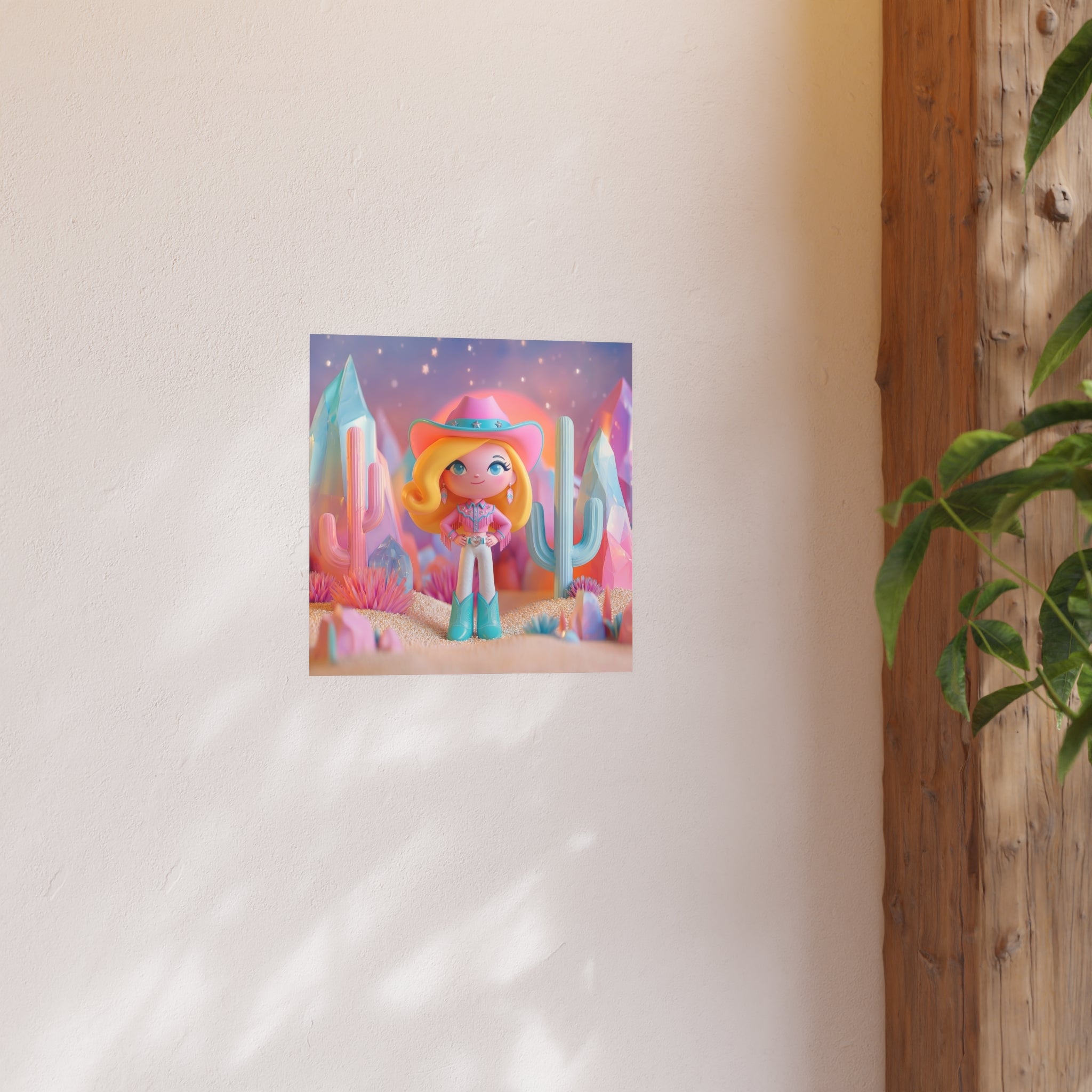 Cute Cowgirl Poster — Pastel Desert Satin/Matte Art Print