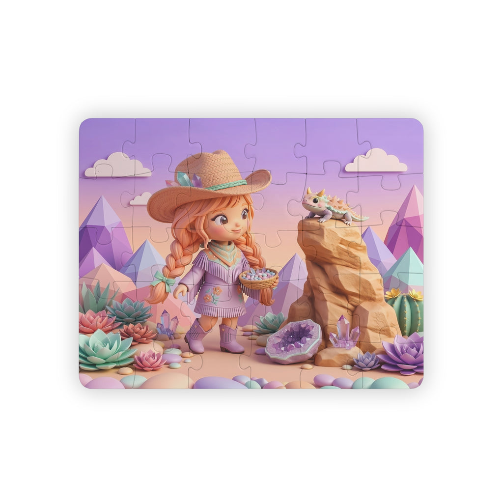 Desert Dreamer 30-Piece Kids Puzzle — Cute Cowgirl & Crystal Friends