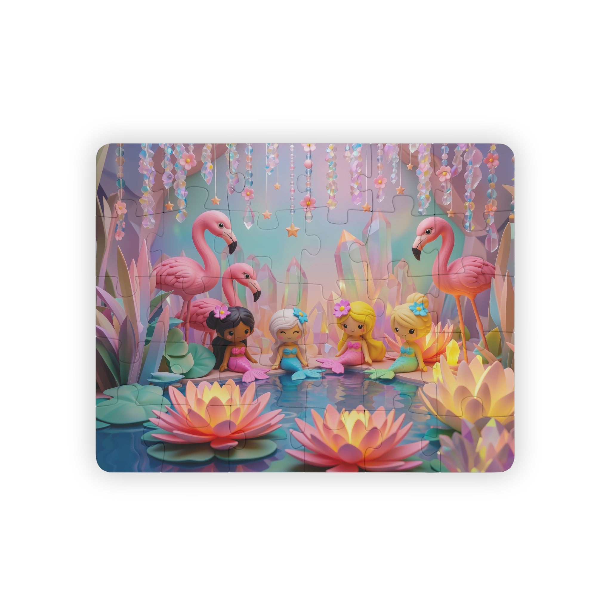 Mermaid Cove Kids Puzzle — 30-Piece Mermaid & Flamingo Jigsaw