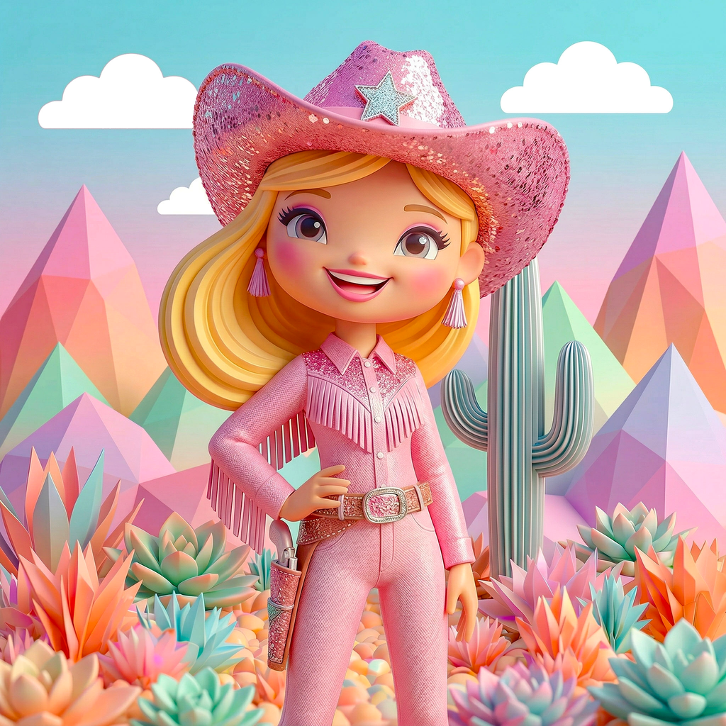 Cowgirl Art Print Poster — Cute Pastel Western Wall Decor