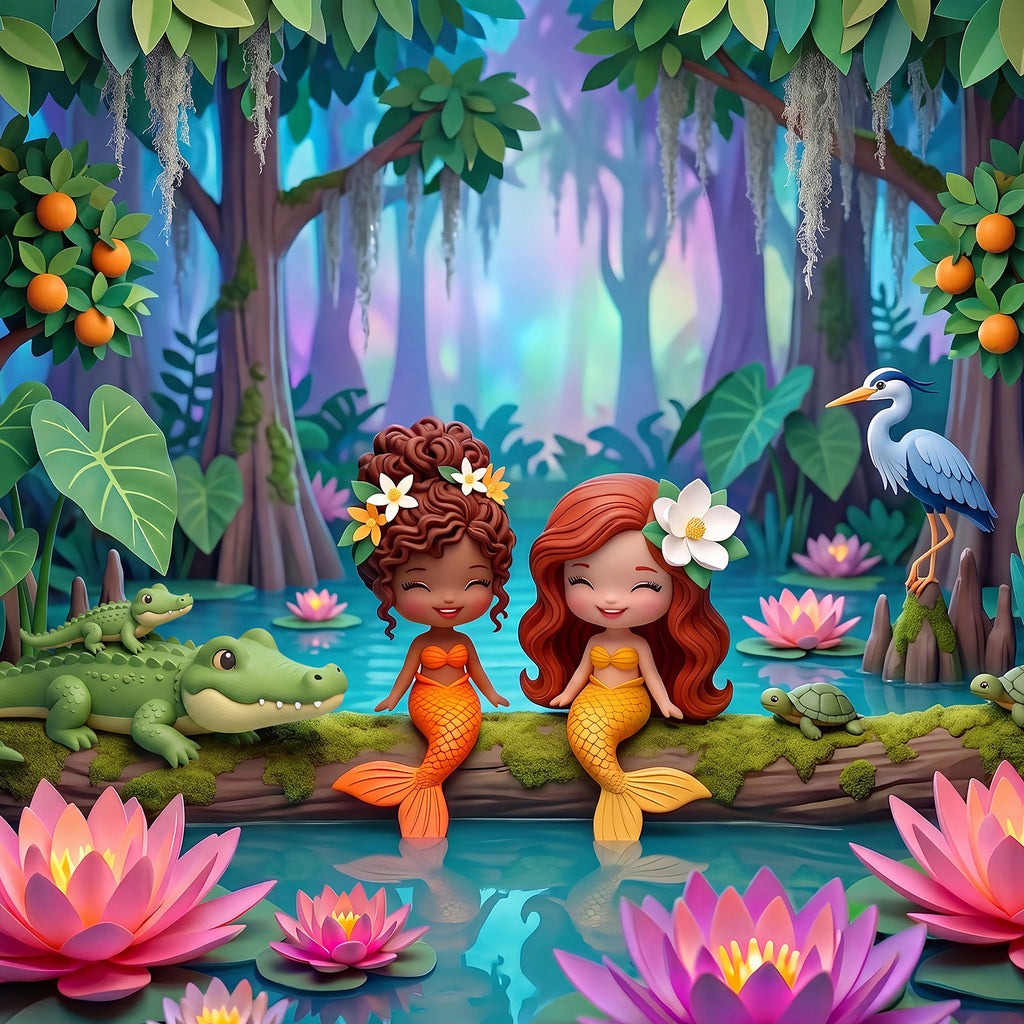 Mermaid Swamp Friends Art Print