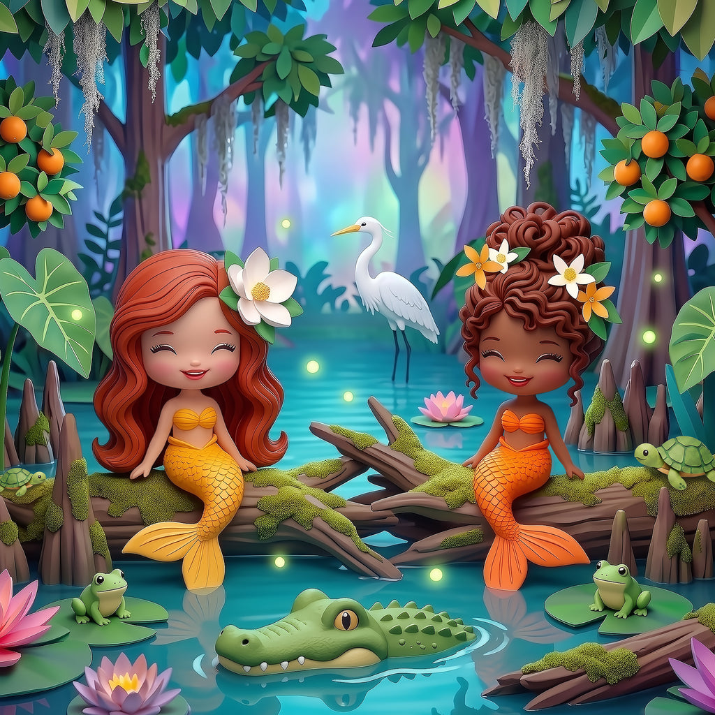 Cute Swamp Mermaids Art Print